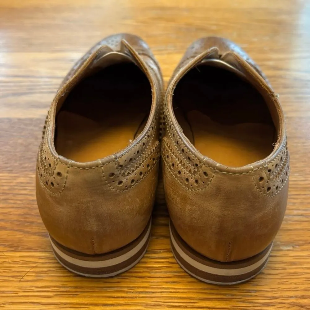 Rag & Bone 36.5 6.5 Cognac Leather Brogue Slip On No Lace Wingtip Oxford Shoes - Image 3