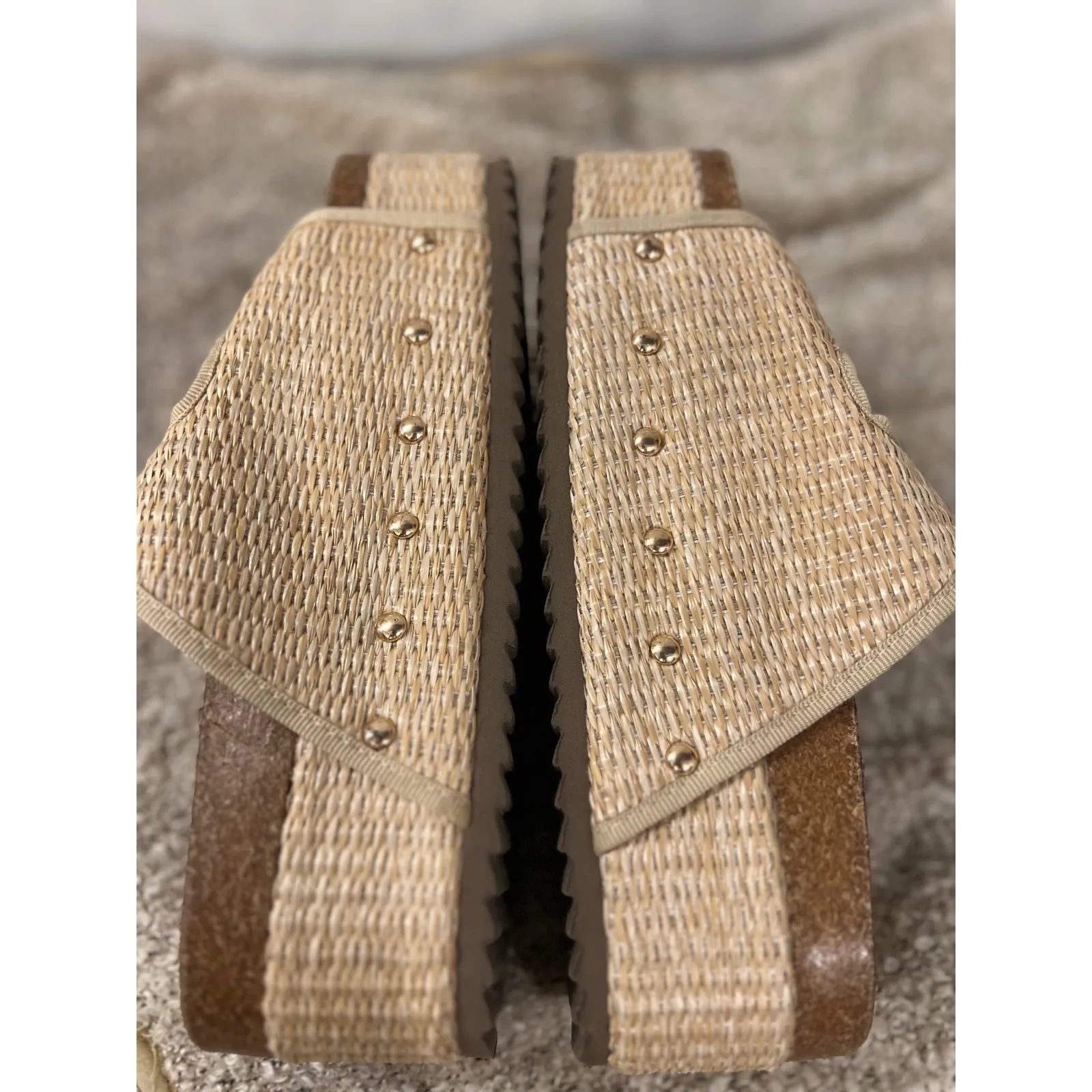 Hey Girl by Corkys Wannabe Womens‎ Woven Platform Slide Sandals Buckle Tan Size Size 7 - Image 10