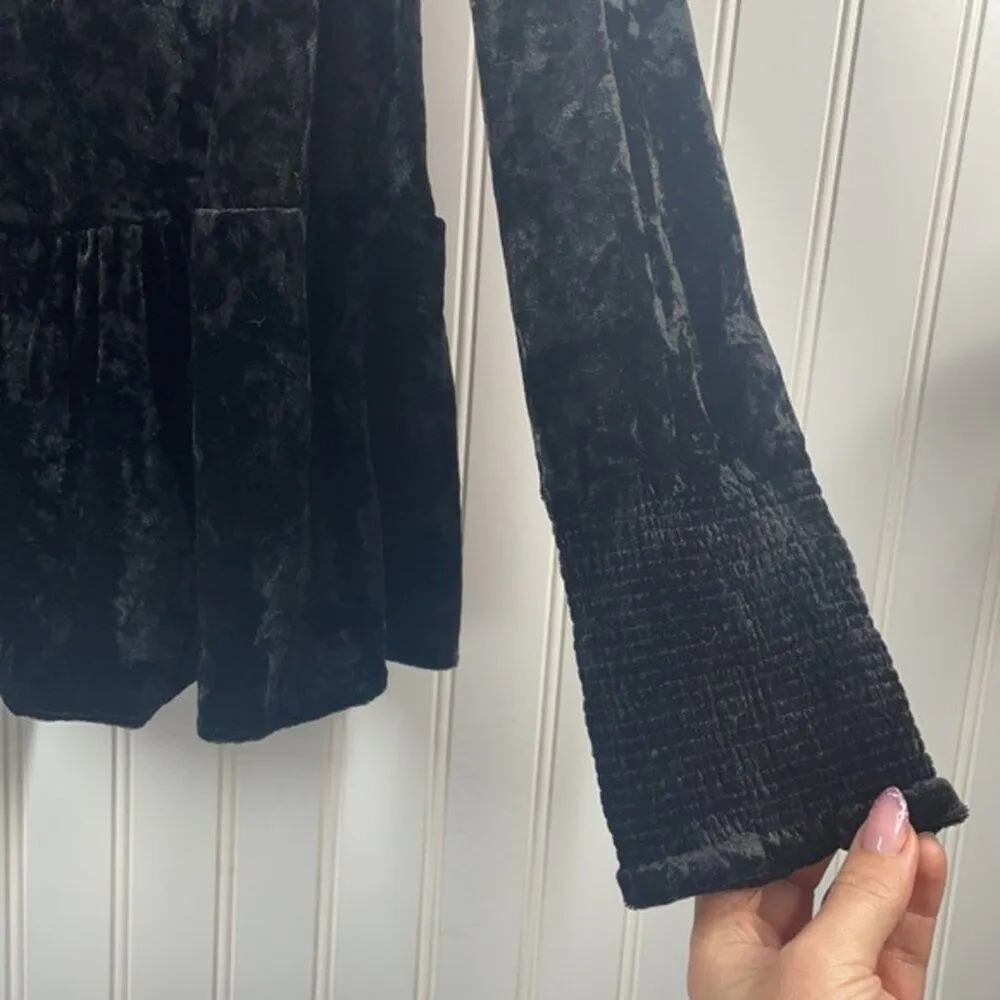 William Rast Womens Velvet Ramsey Choker Ruffled Neckline Peasant Top Size Large - Image 5