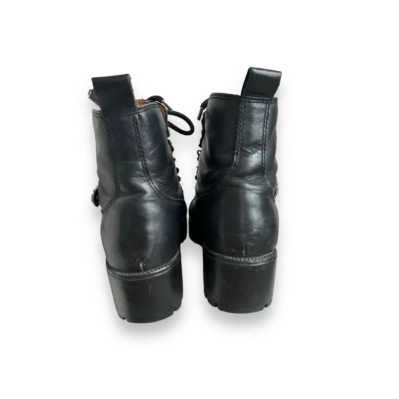 Vintage Y2K‎ Harley Davidson Chunky Leather Lave Up Riding Moto Boots Women's sz Black Size 7 - Image 5