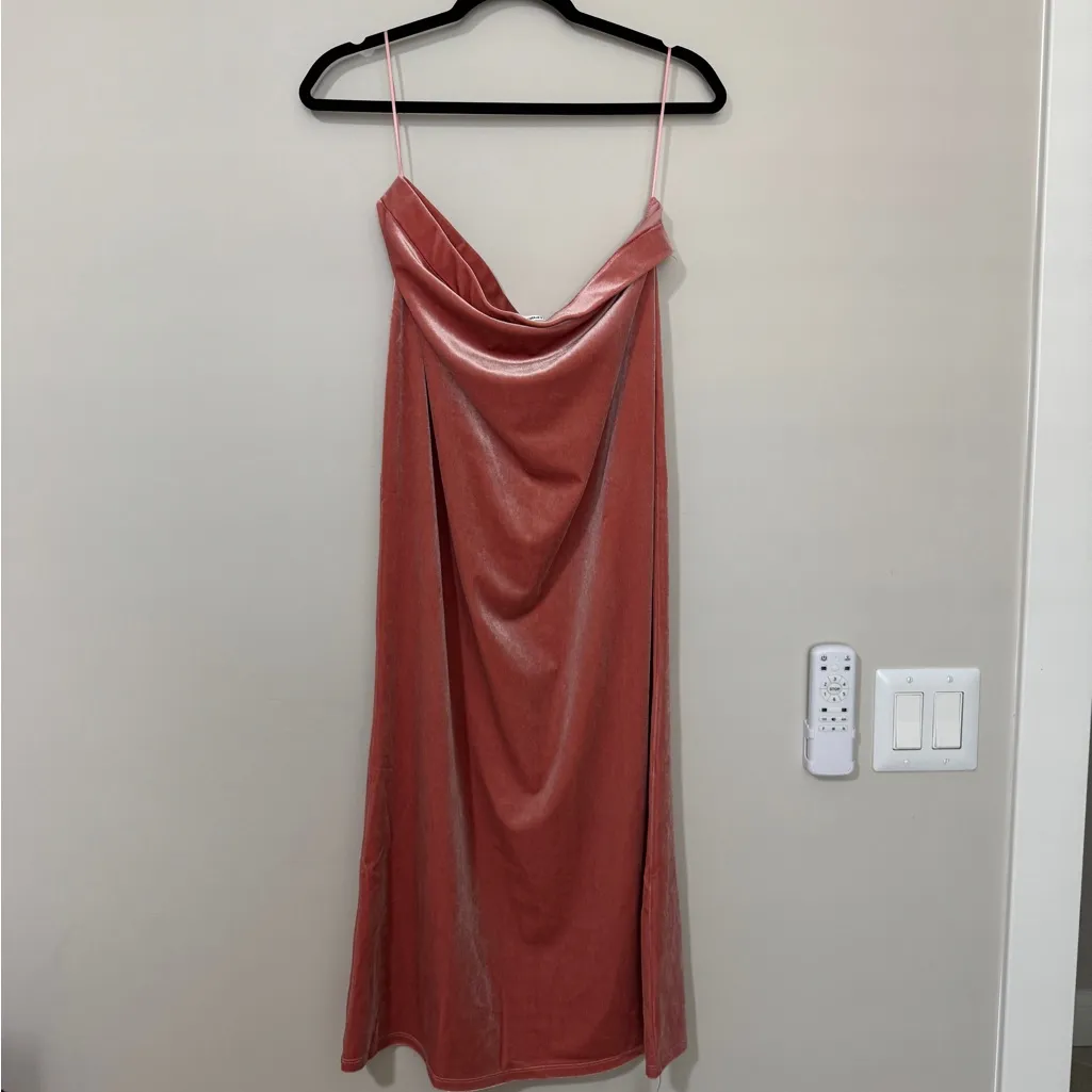 Reformation Adalynn Knit Velvet Two Piece Skirt Set Size Large Rose Top - Image 3