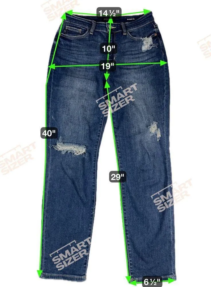 Judy Blue Boyfriend Fit Distressed Jeans Mid Rise 29” Inseam Size 7/28 - Image 10