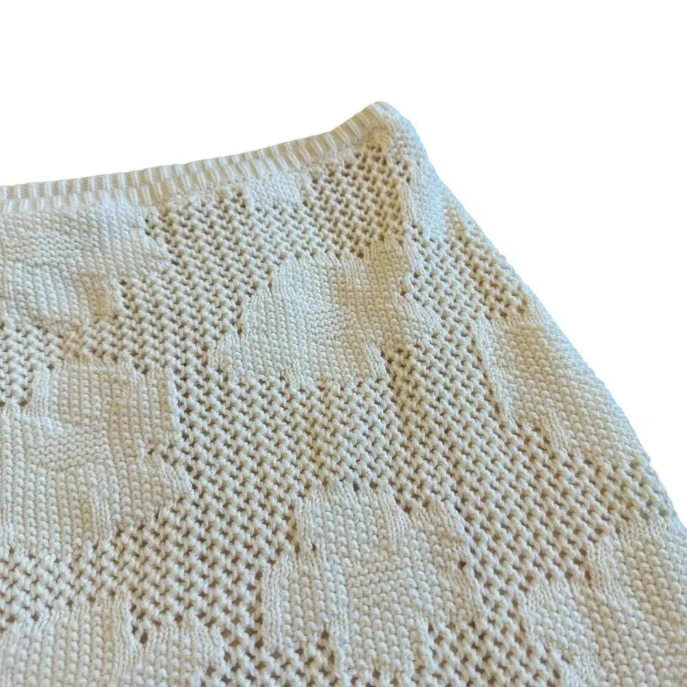 Rue Stiic Crocheted Sweater Skirt Stretch Floral Print Mini Size XS Women's White - Image 6