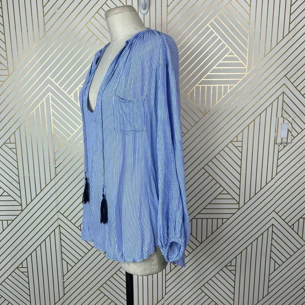 Faithfull the Brand Alice‎ Blue Stripe Tasseled Top Size US 6 - Image 6