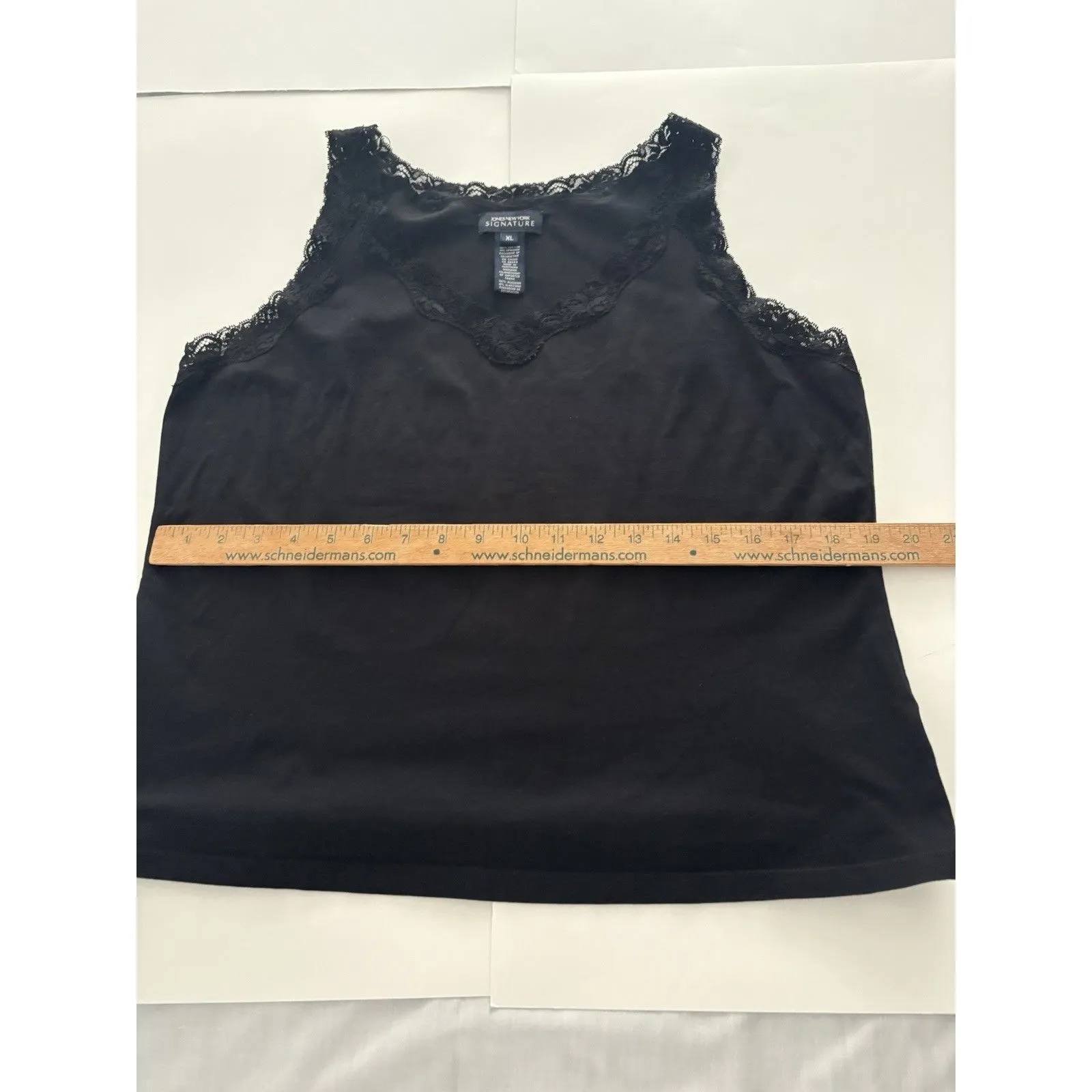 Jones New York Tank Top XL Black Lace Trim Clean Girl Goth Layer Cami Soft - Image 9