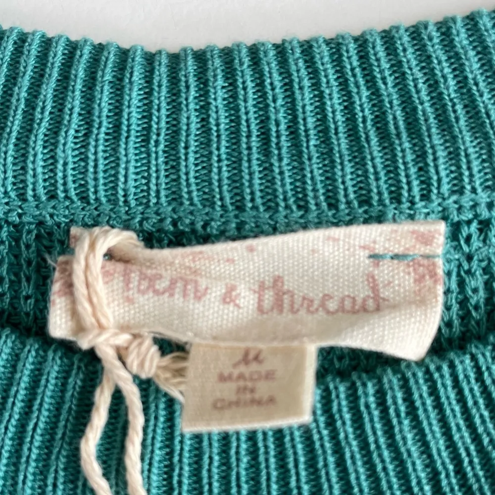 Hem & Thread Teal Blue Green Racerback Knit Sleeveless Knit Tank Top Size M - Image 4