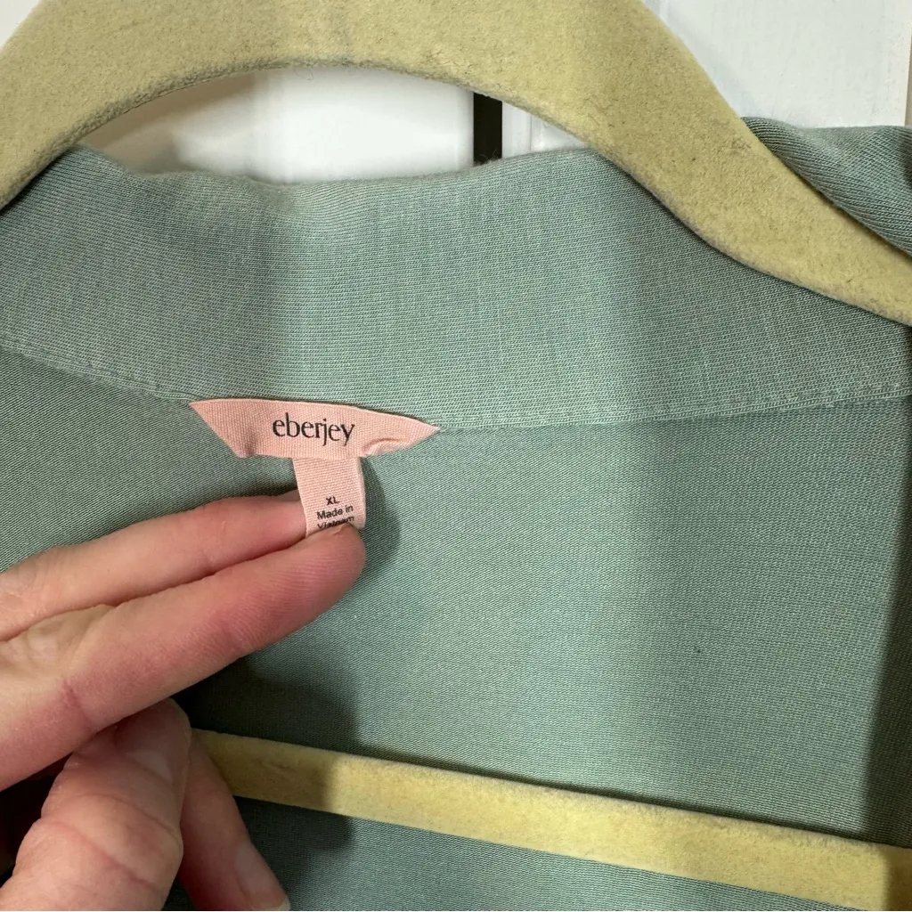 Eberjey gisele Sleepshirt nightgown long sleeve light green button down pajamas - Image 4