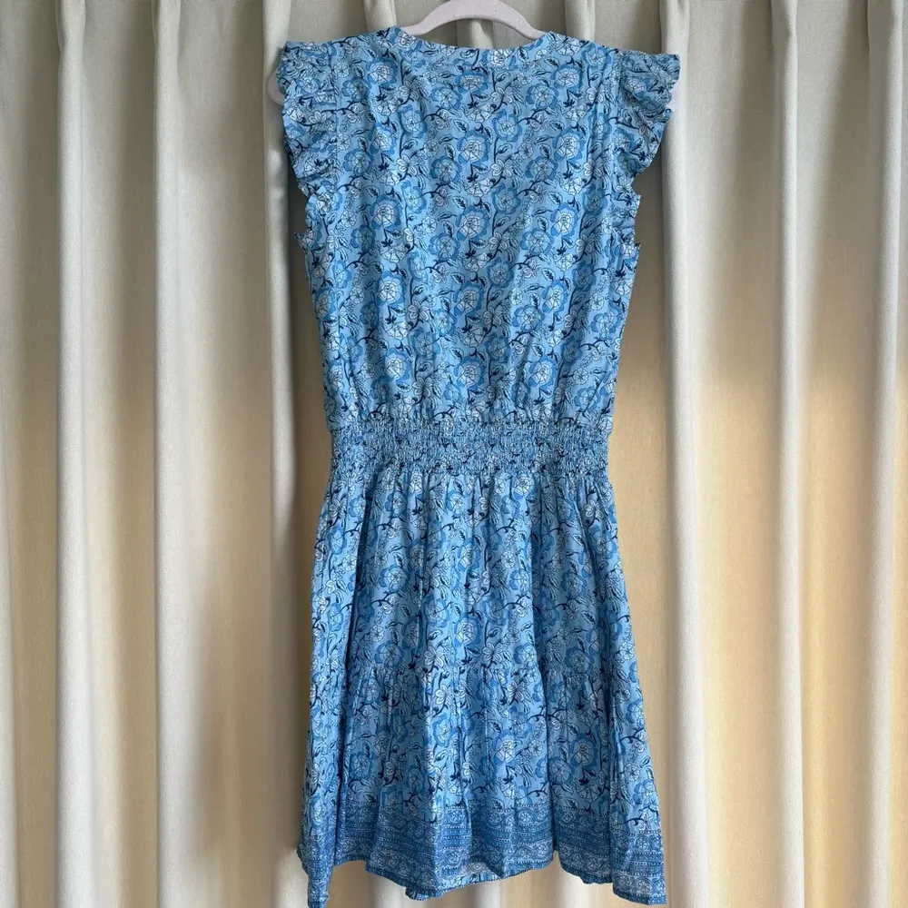 Vineyard Vines cotton blue floral tassel dress - Image 4