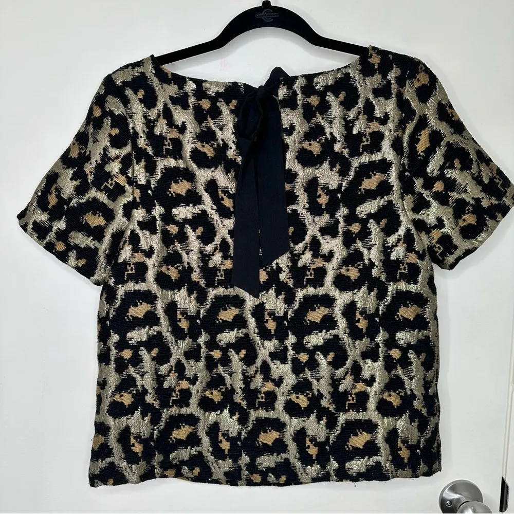 Anthropologie Hutch Metallic Leopard Jacquard Blouse - Image 9