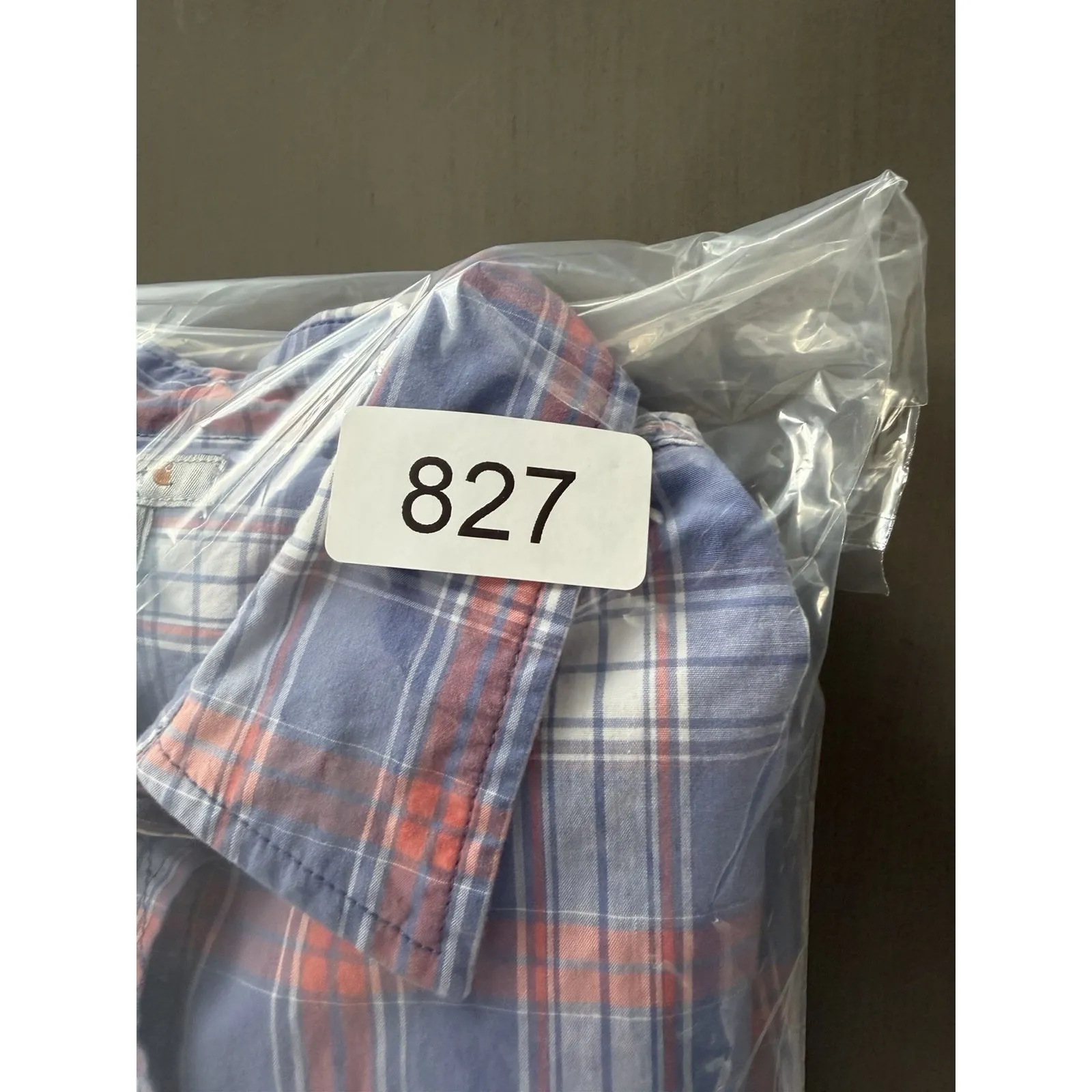 Carhartt Womens WS013 Plaid Button Up Shirt Blue White Red Long Sleeve Large 12 - Image 10