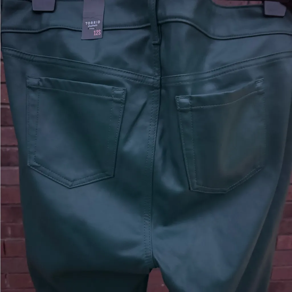 Torrid Green Faux Leather Pants High Rise Skinny Plus Size 12 Short Botanical - Image 6