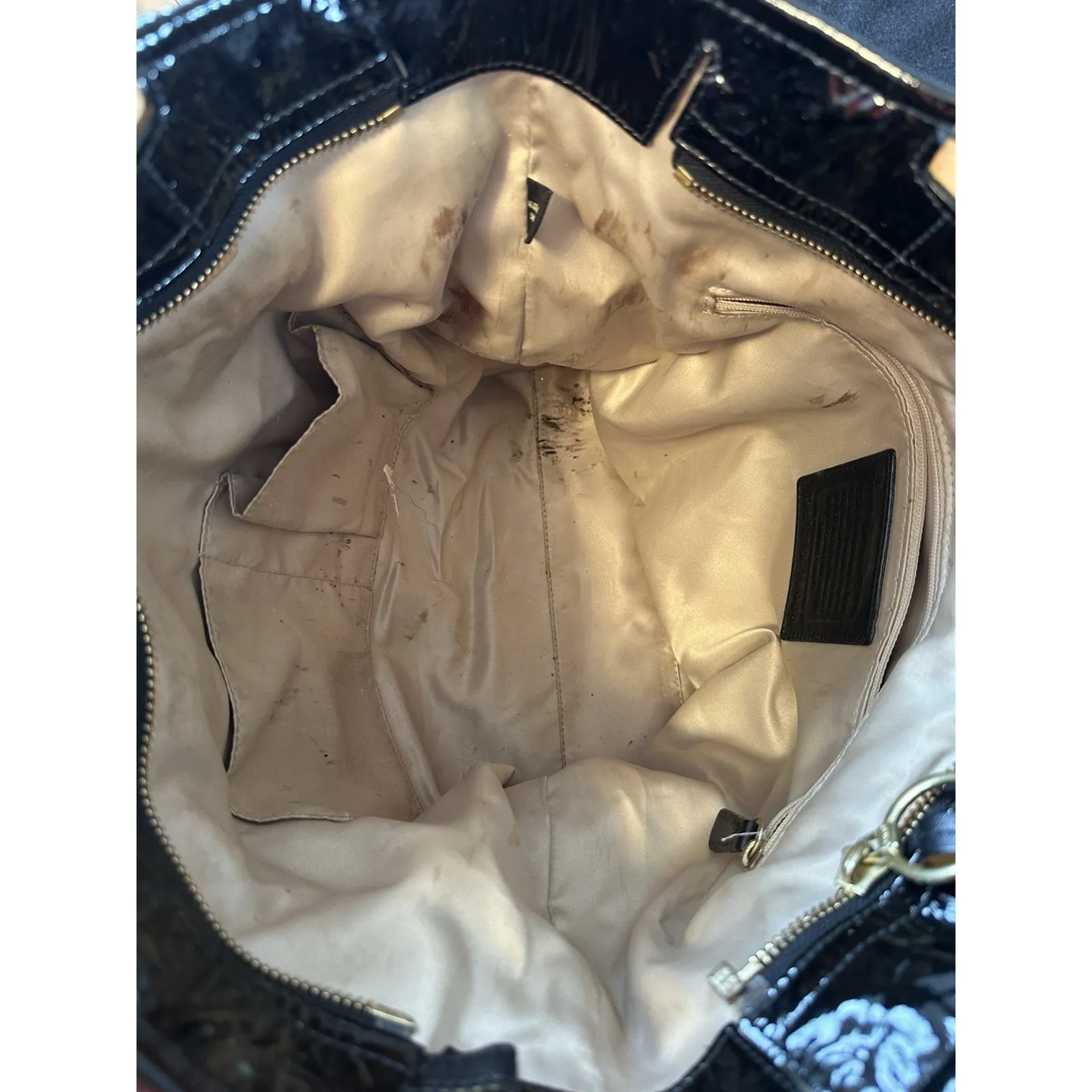 Coach‎ Aubrey Tote Bag Purse Large Designer Y2K Retro Luxury Cream Black Logo - Image 5