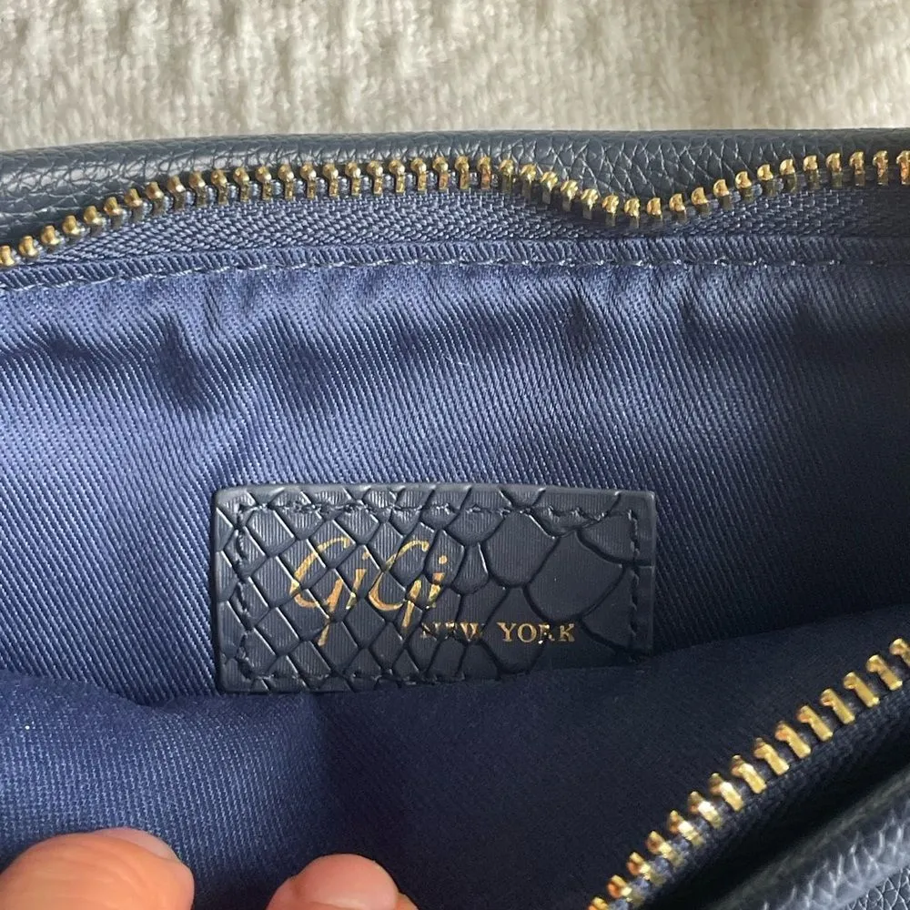 NWOT Gigi New York Rachel Convertible Clutch, Navy Blue Leather - Image 5