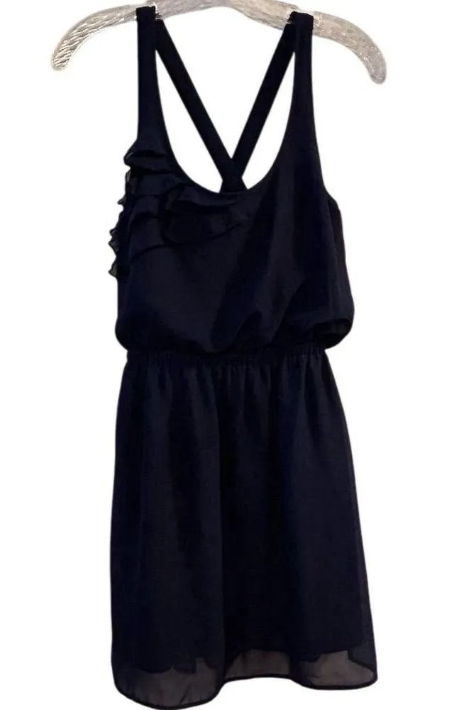 Eyelash Couture Women's S Blue Ruffle Cross-Back Sleeveless Short Dress Casual - Image 2