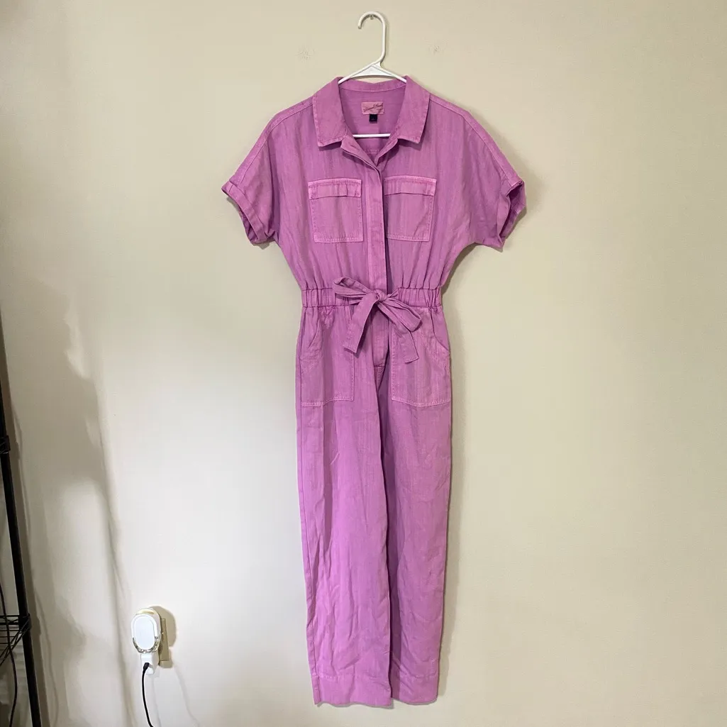 Women’s Universal Thread Pink Button Down Jumpsuit Size 2 - Image 2