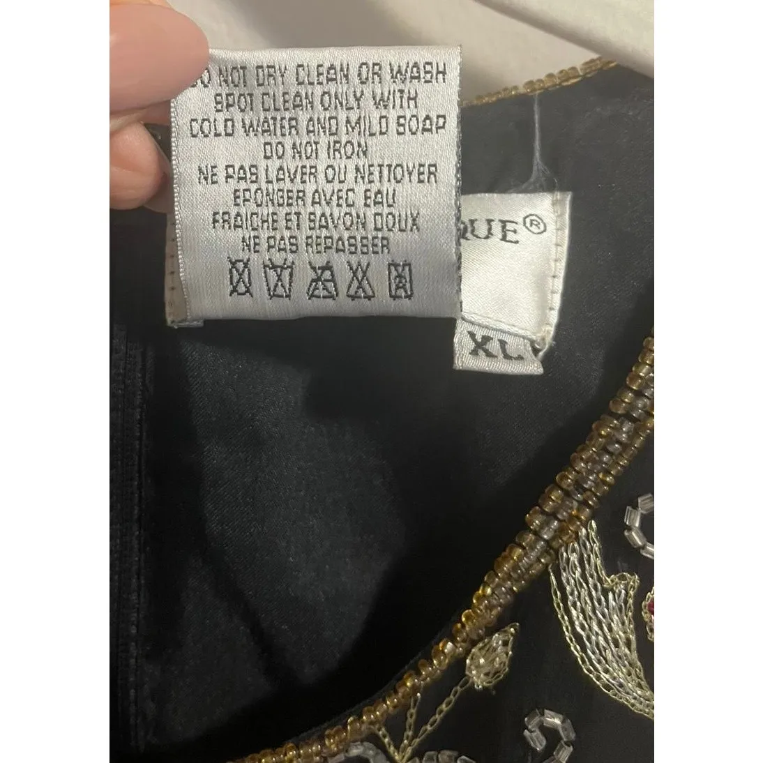 Rare Vintage Deadstock Silk Papell Boutique Evening Flower Basket Sequin Top XL - Image 6