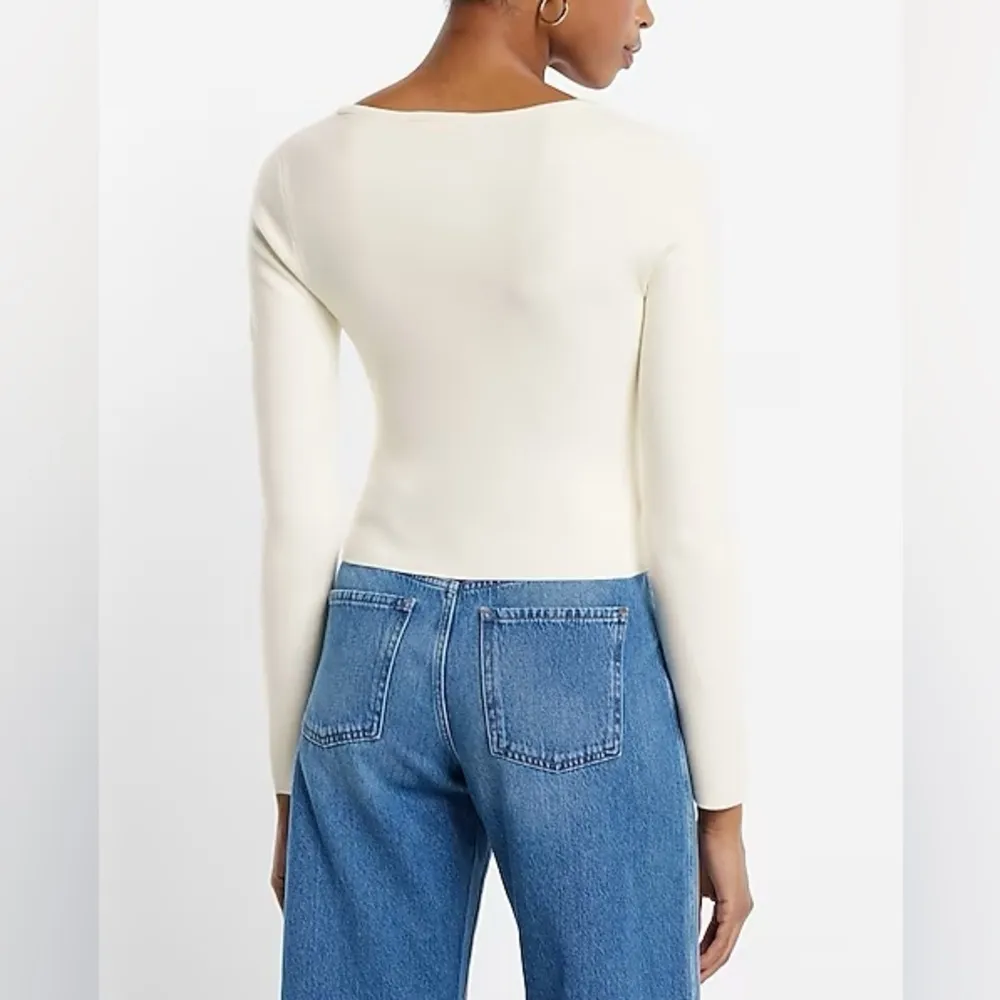 Express Square Neck Long Sleeve Sweater - Image 2
