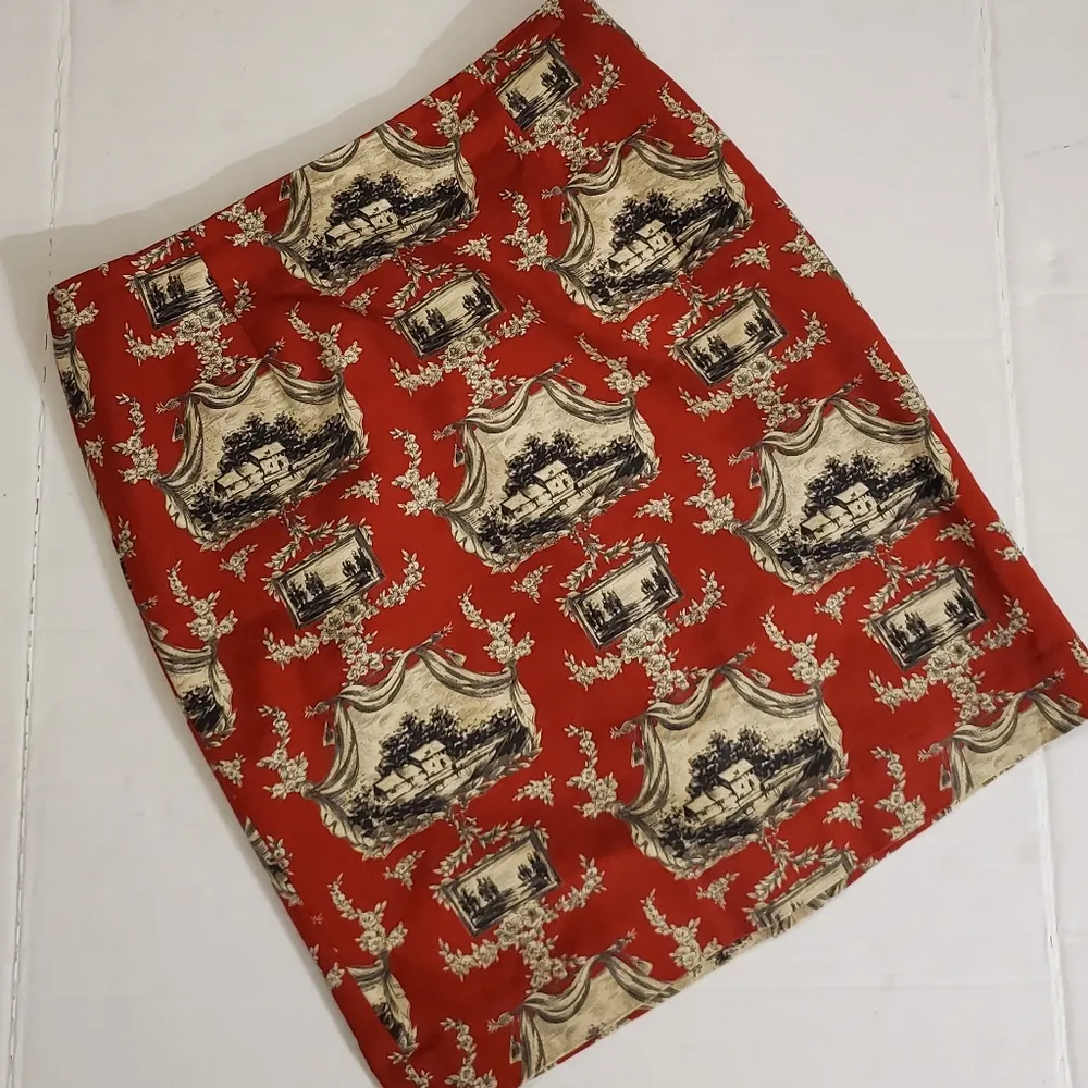 🔥SALE🔥Talbots Red Toile English Country Scenic Skirt - Image 3