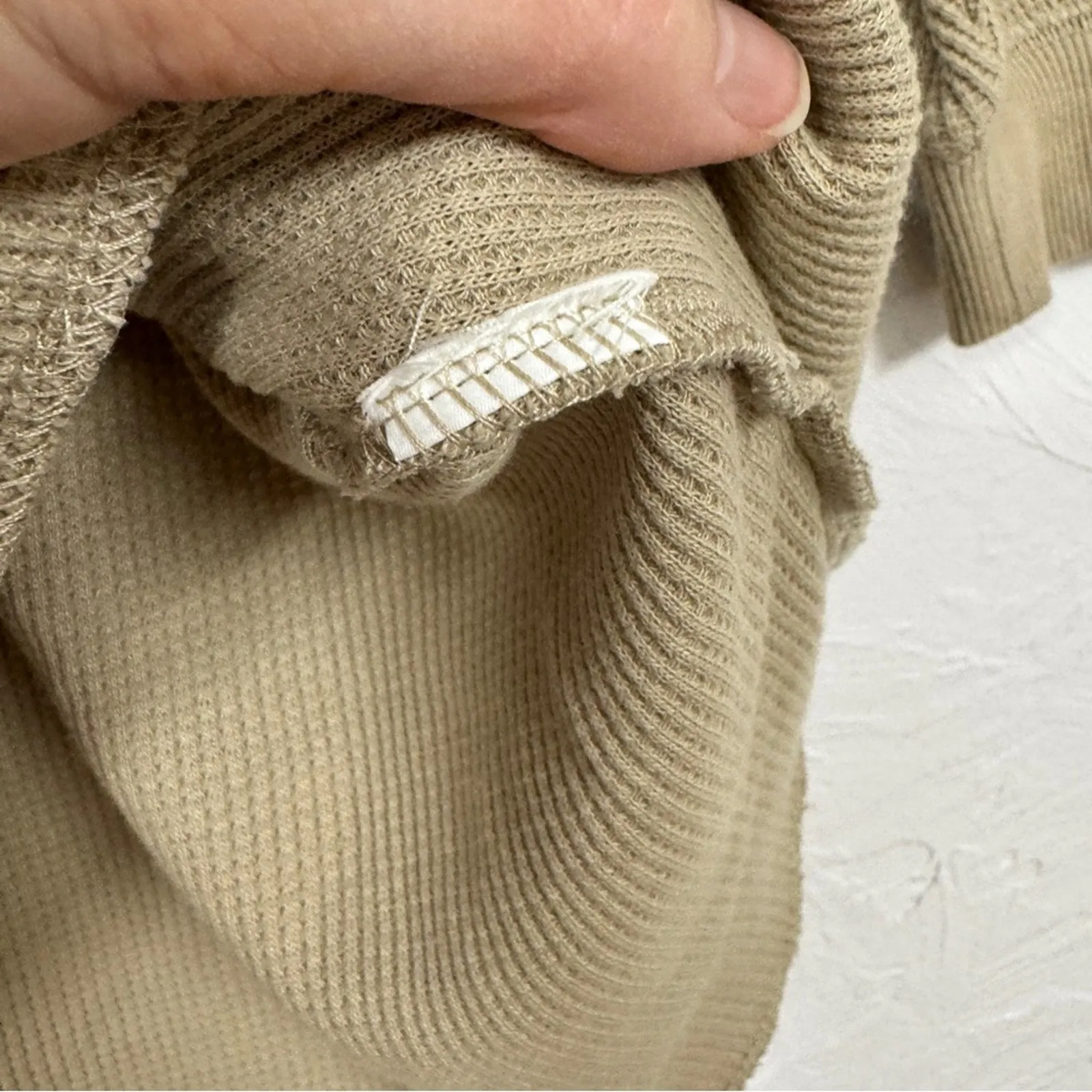 Moussy Azul Tan Waffle Knit Short Sleeve Sweater Womens S Quiet Luxury Capsule - Image 4