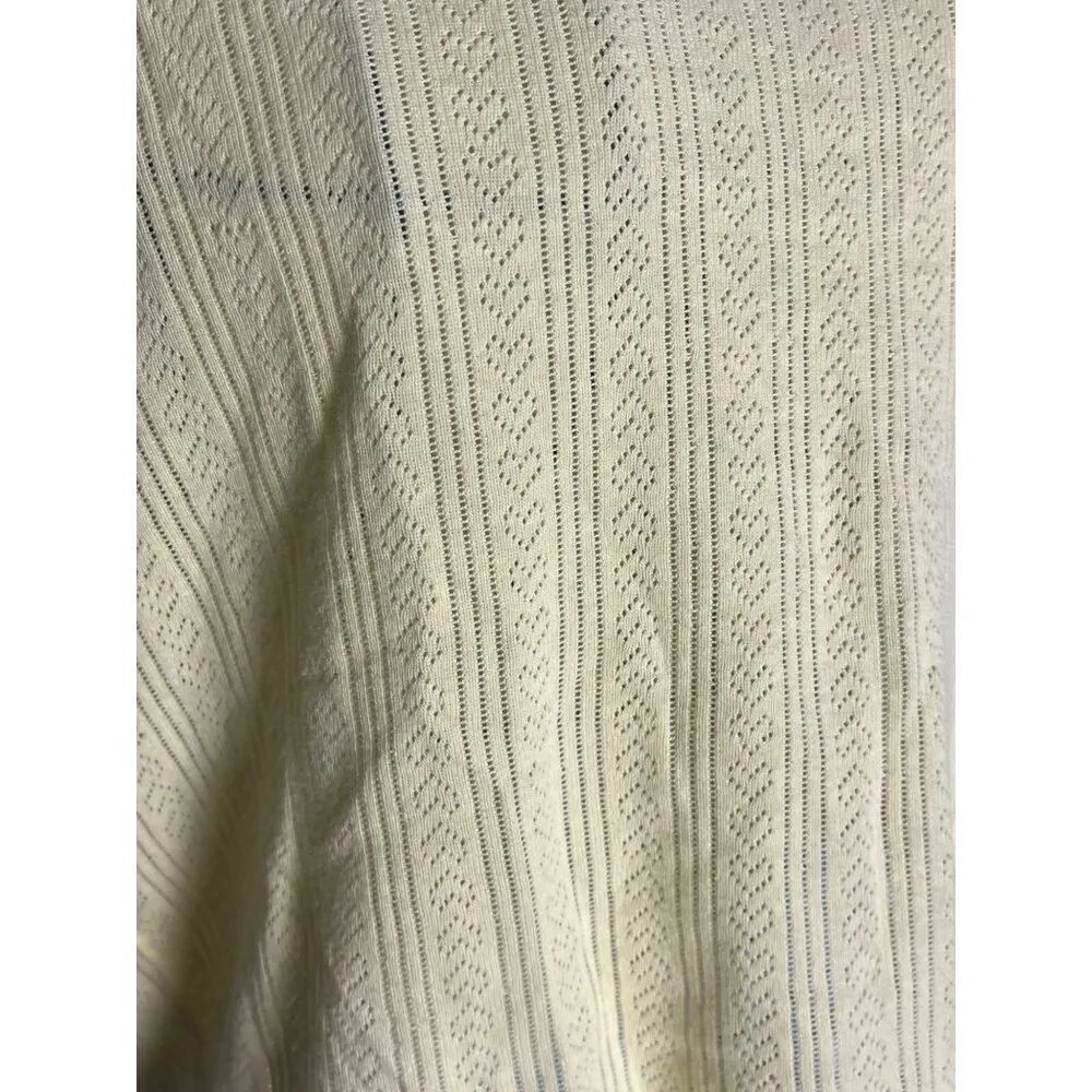 Urban Outfitters Women's L Heart Knit Cotton Tee Pastel Yellow Ruffle Hem Preppy - Image 3