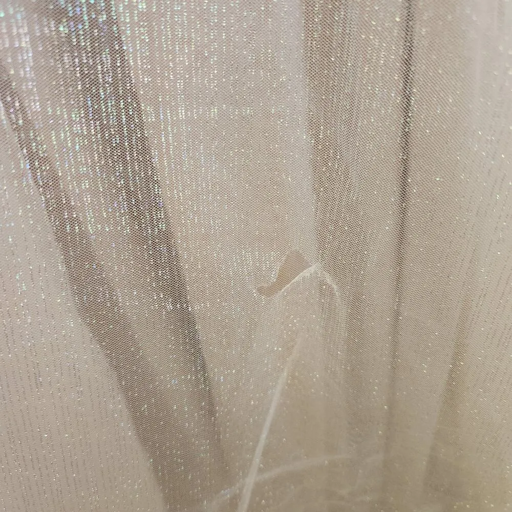 Baltic Born Long Sleeve Smocked Waist Sheer Tulle Maxi Dress Nude Size XL Tan - Image 12