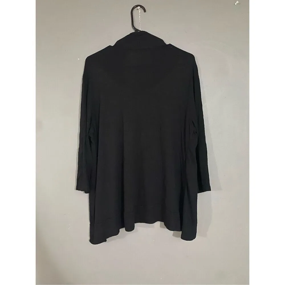 Notations  Black Multicolored Cardigan Built In Tank 3/4 Sleeve Size 1X - Image 6