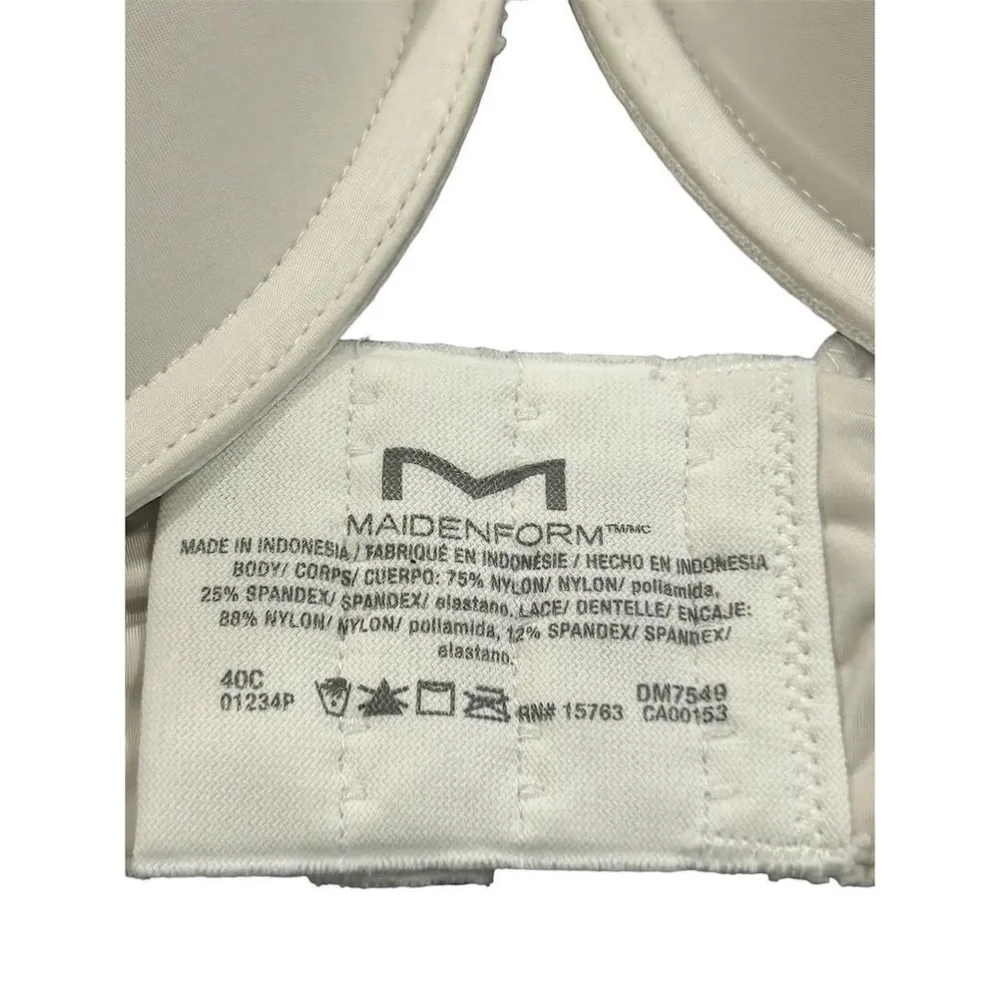 Maidenform Sweet Nothings White Lacey Underwire Lightly Padded Bra 40C - Image 5