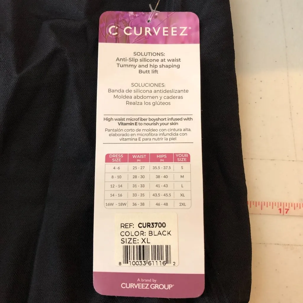 Curveez Signature Control High Waist Boyshort Shapewear Black XL - Image 6