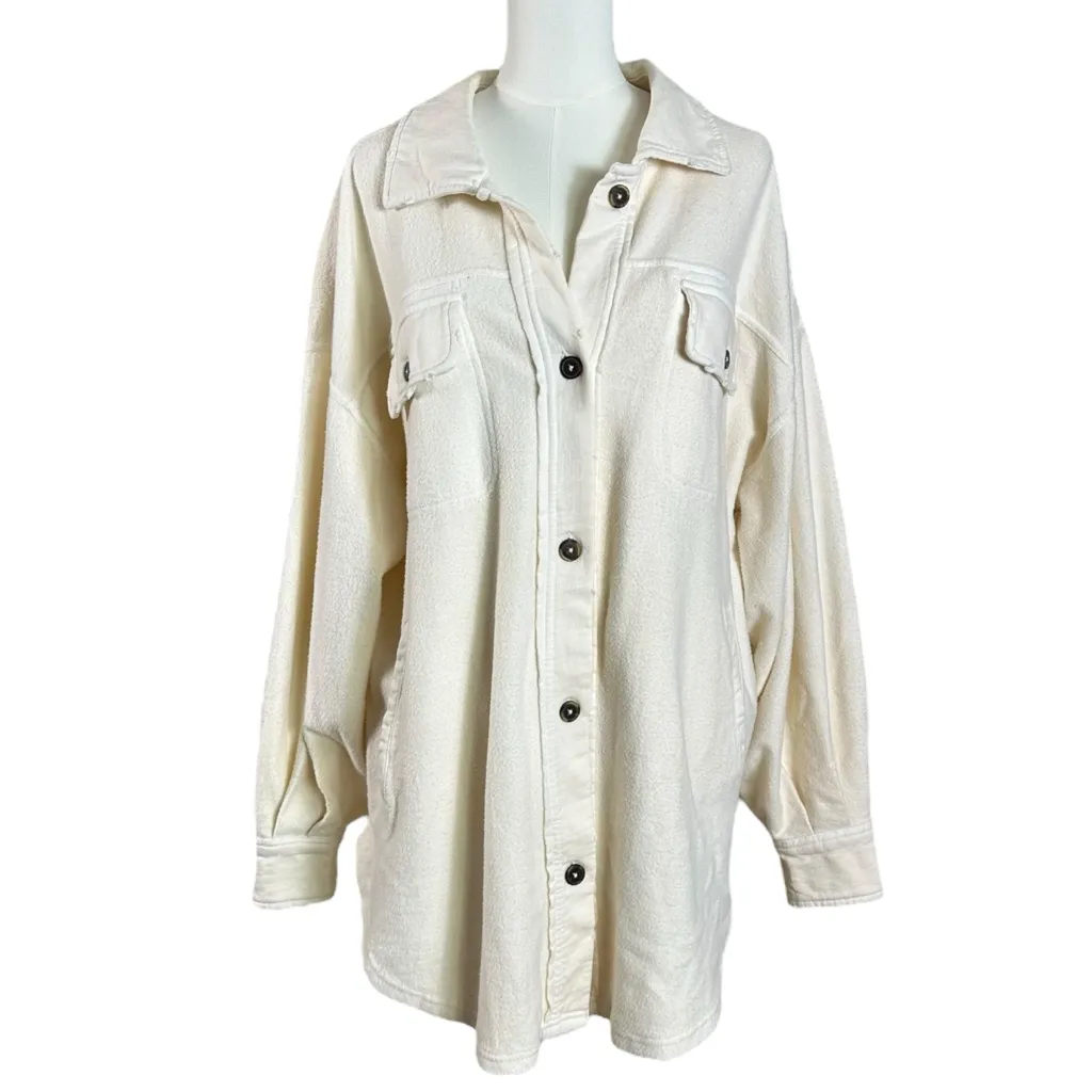 Free People Ruby Jacket Champagne Dreams Medium Oversized Shacket Grunge 90s - Image 4