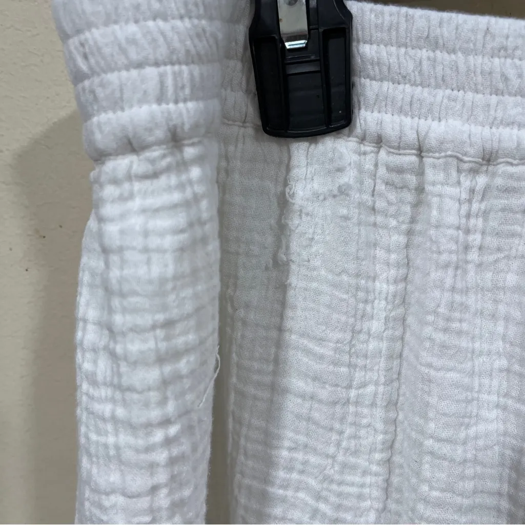 faherty Women's Ruffle Hem Midi Skirt white size medium - Image 5