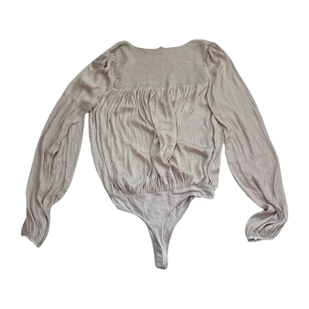 Free People Smockin’ and Rockin’ Long Sleeve Flowy Bodysuit | Grey | Small - Image 4