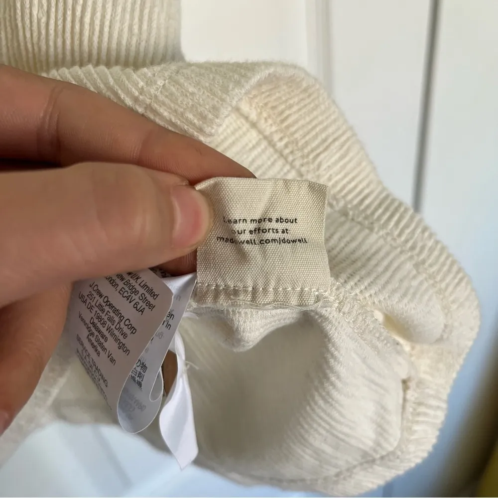 Cream Madewell Button Back Ottoman Jacquard Top Size S - Image 4