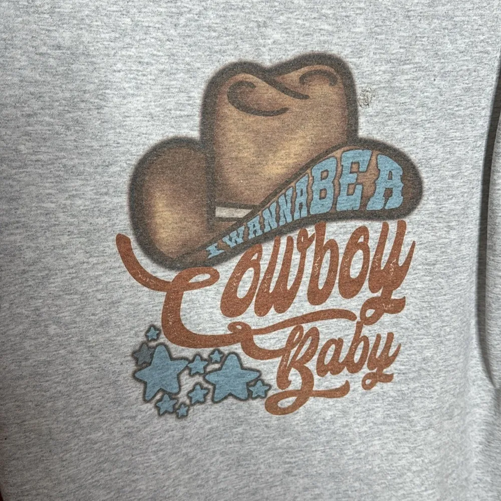 Wild Junkie Boutique I Wanna Be A Cowboy Baby Gray Tee Size Large - Image 2