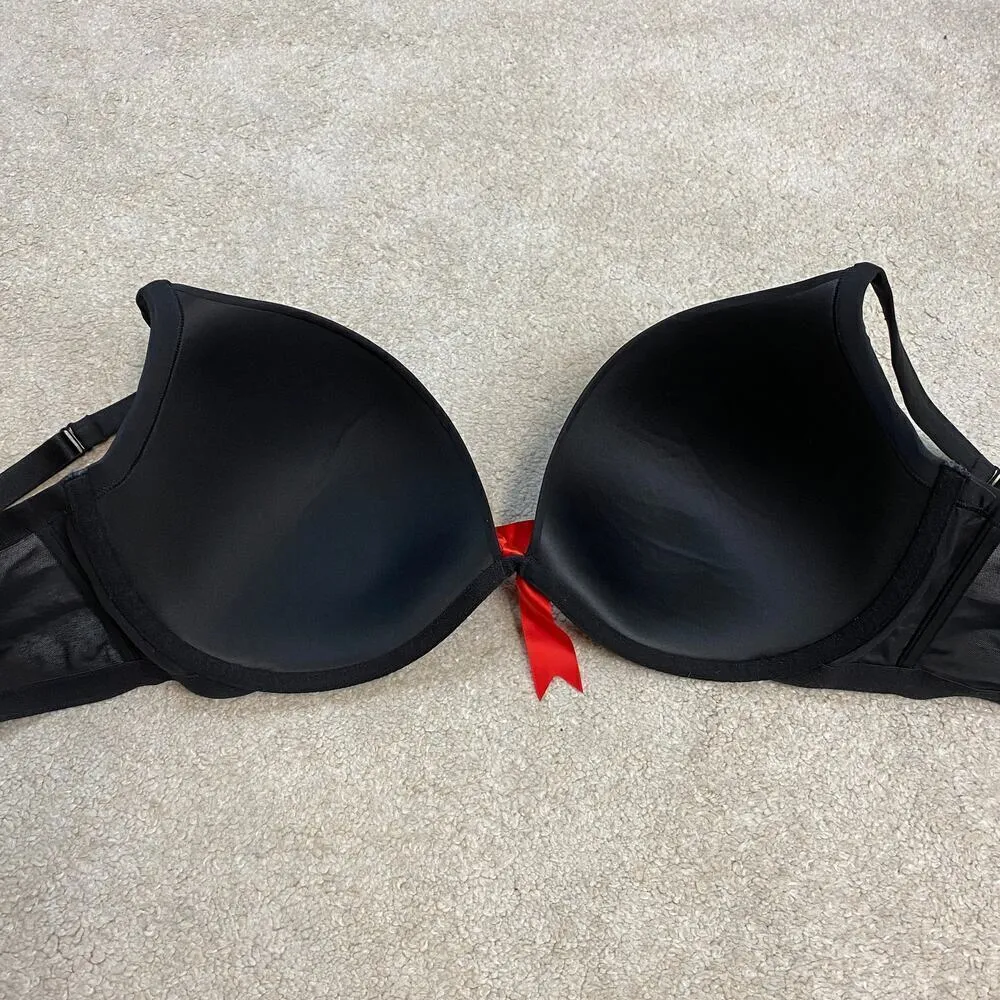 Cacique Intimates Lane Bryant Lightly lined Black Wired Bra Red Bow Size 44DD - Image 3