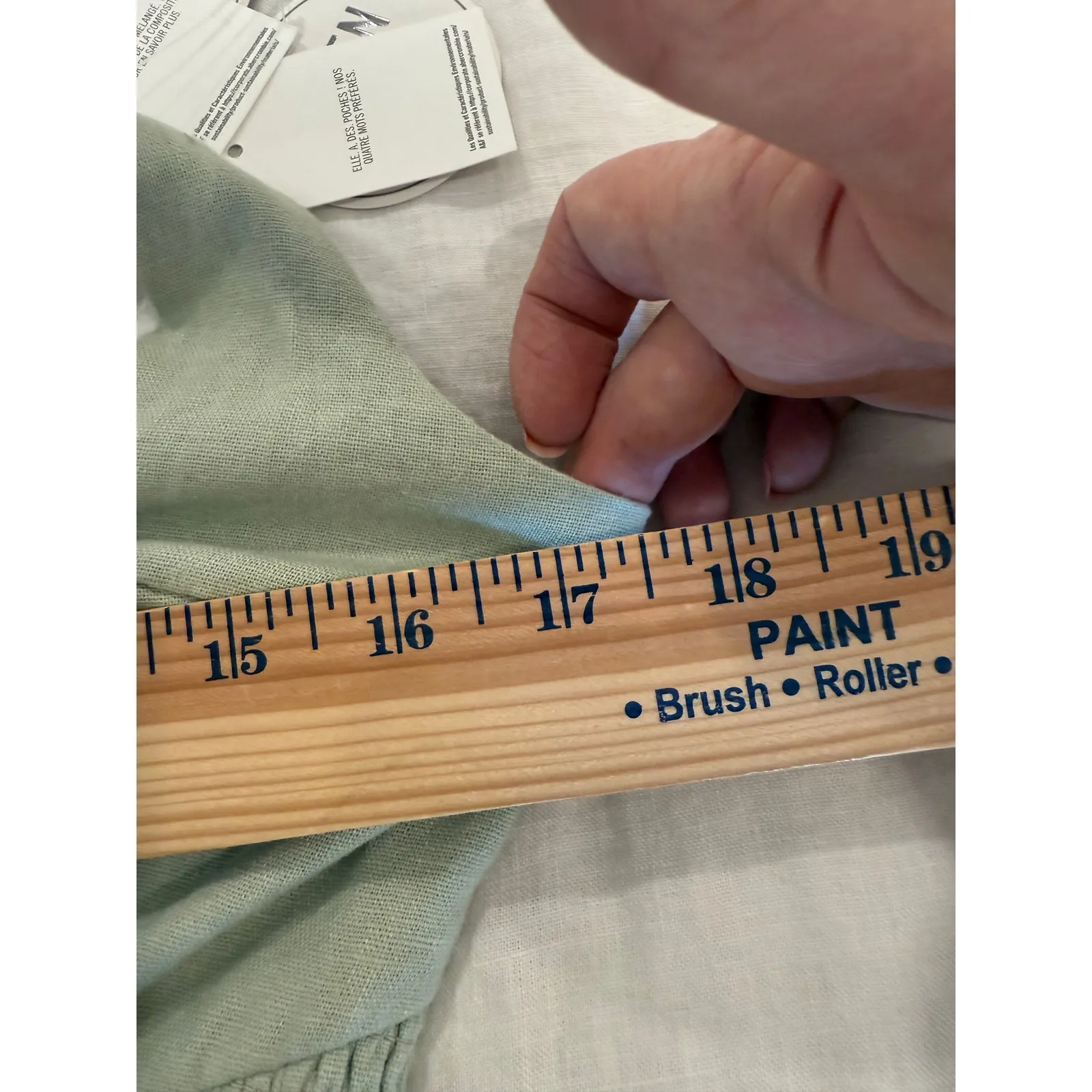 NWT Hollister Linen Blend Smocked Wide Leg Jumpsuit Green Women's Size Medium - Image 13