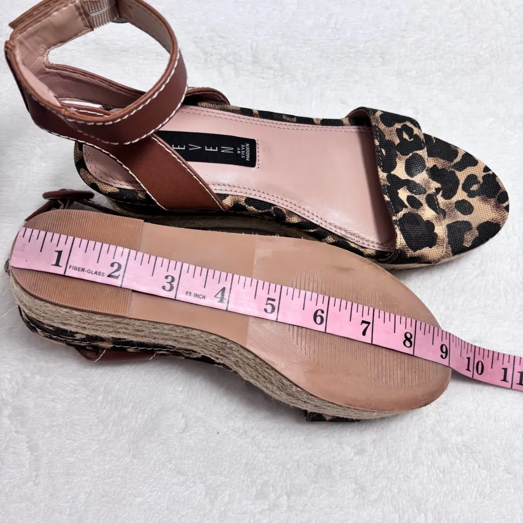 Steven‎ by Steve Madden Leopard Print Wedge Heels Espadrilles  size 6.5 - Image 13