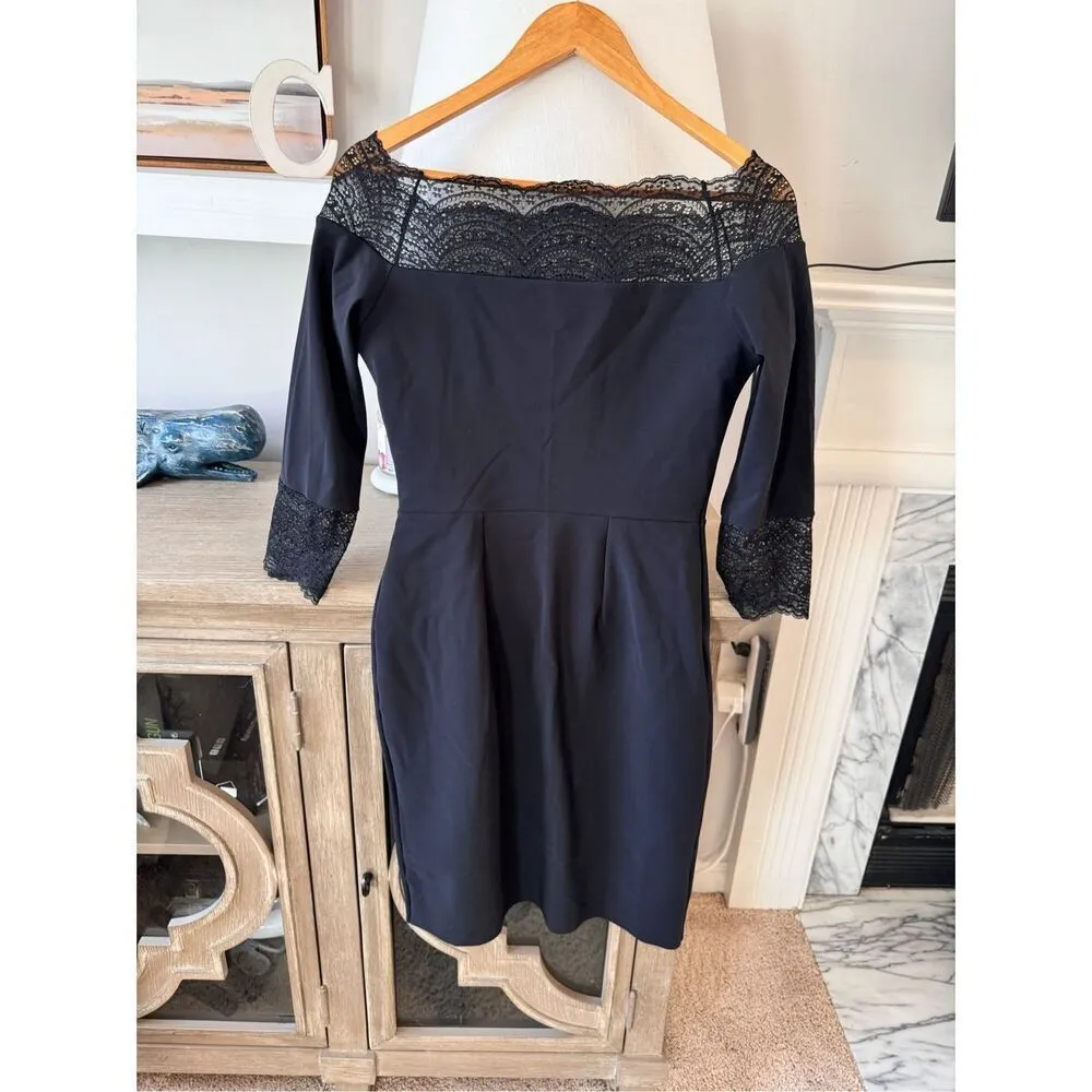 La Petite Robe Chiara Boni Black Lace Off The Shoulders Dress Italian 44 - Image 5