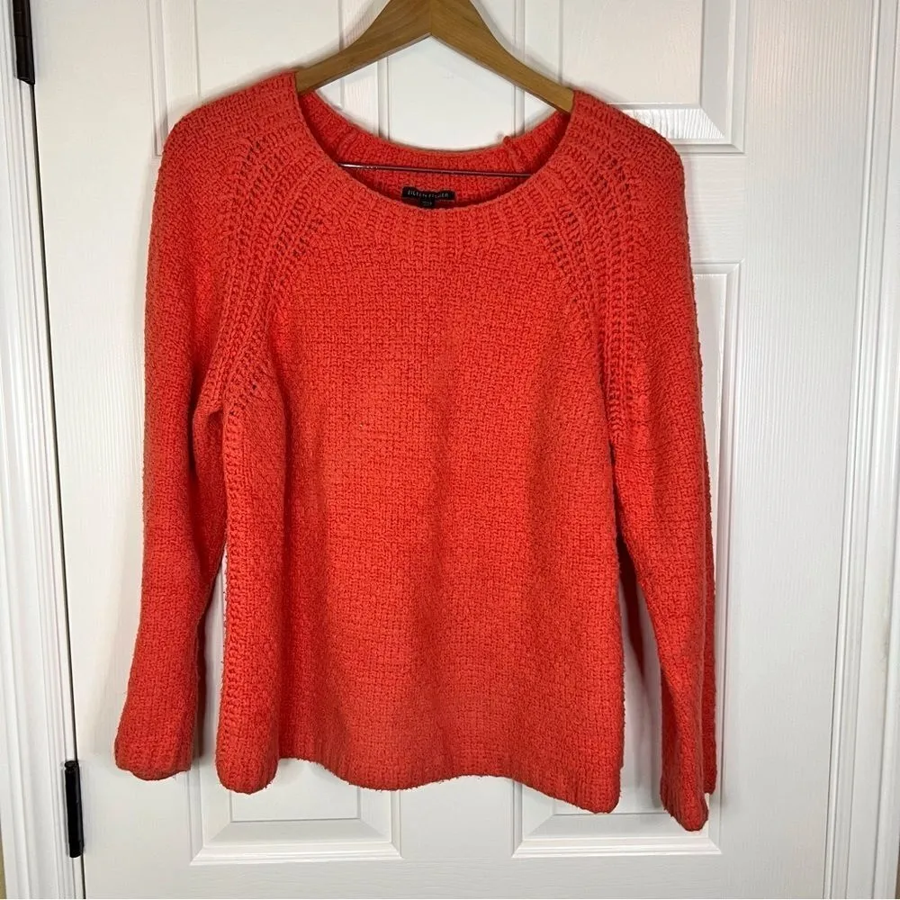 Eileen Fisher Large Cherry Red Lowry Italian Yarn Sweater Organic Cotton Knit - Image 3
