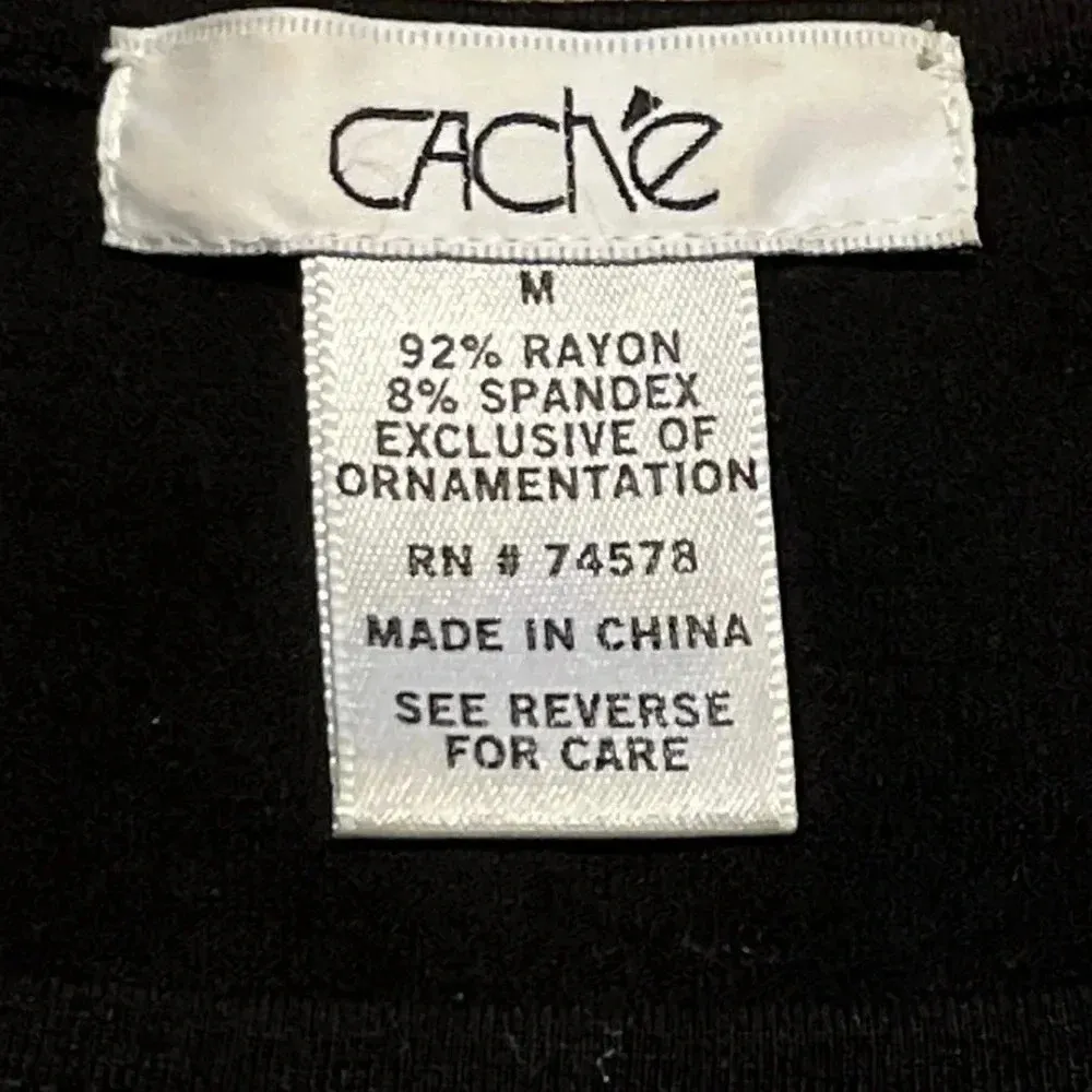 Vintage Cache Y2K Black Sequin Floral Batwing Sleeve Cocktail Dress Size M Med - Image 4