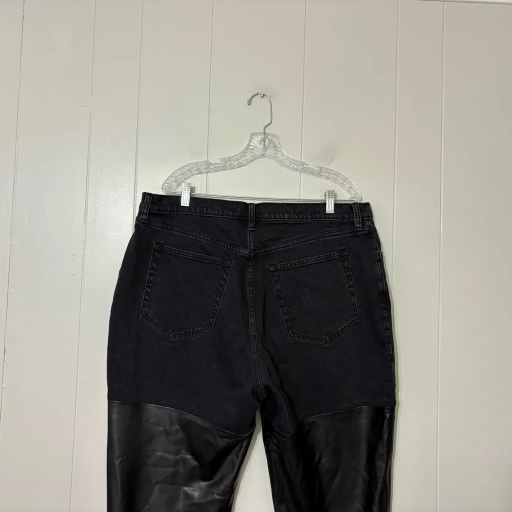Abercrombie & Fitch The 90’s Straight Ultra High Rise Jeans Black Leather 34/18 - Image 8