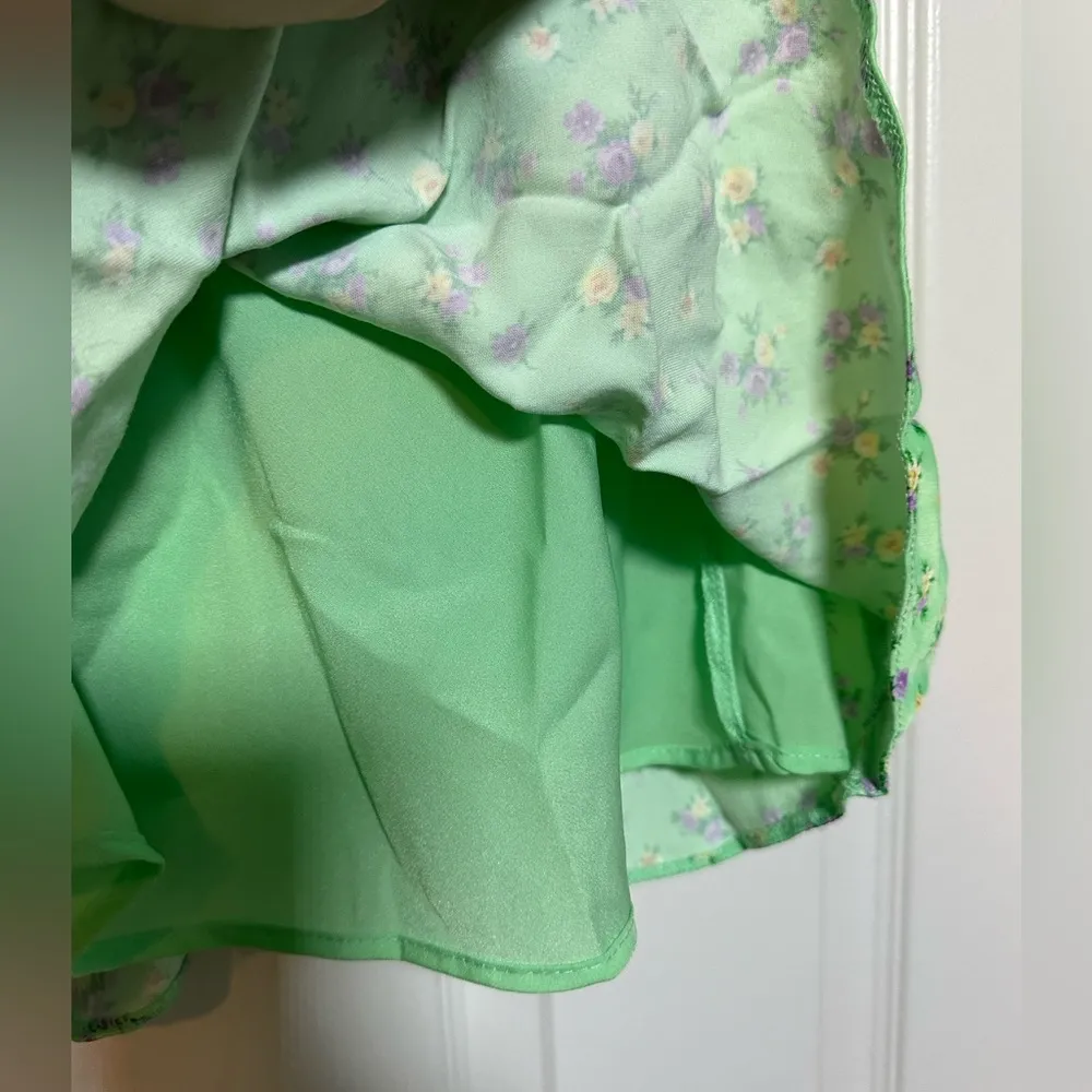 Zara Lime Green Feminine Floral Spaghetti Strap Tank Women’s Midi Bodycon Dress - Image 10