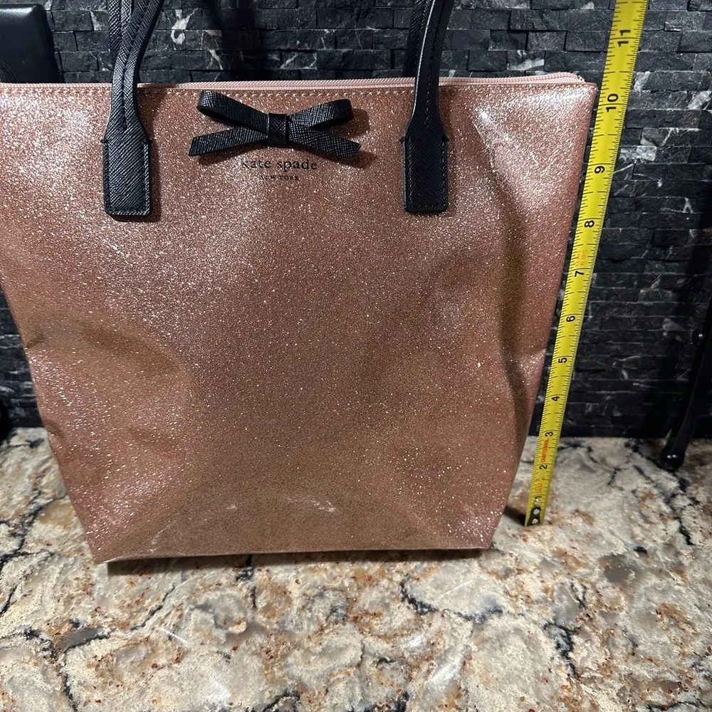 Kate Spade Jarelyn Mavis Street Tote Sparkle Glittered Rose Gold New NWOT Purse - Image 6