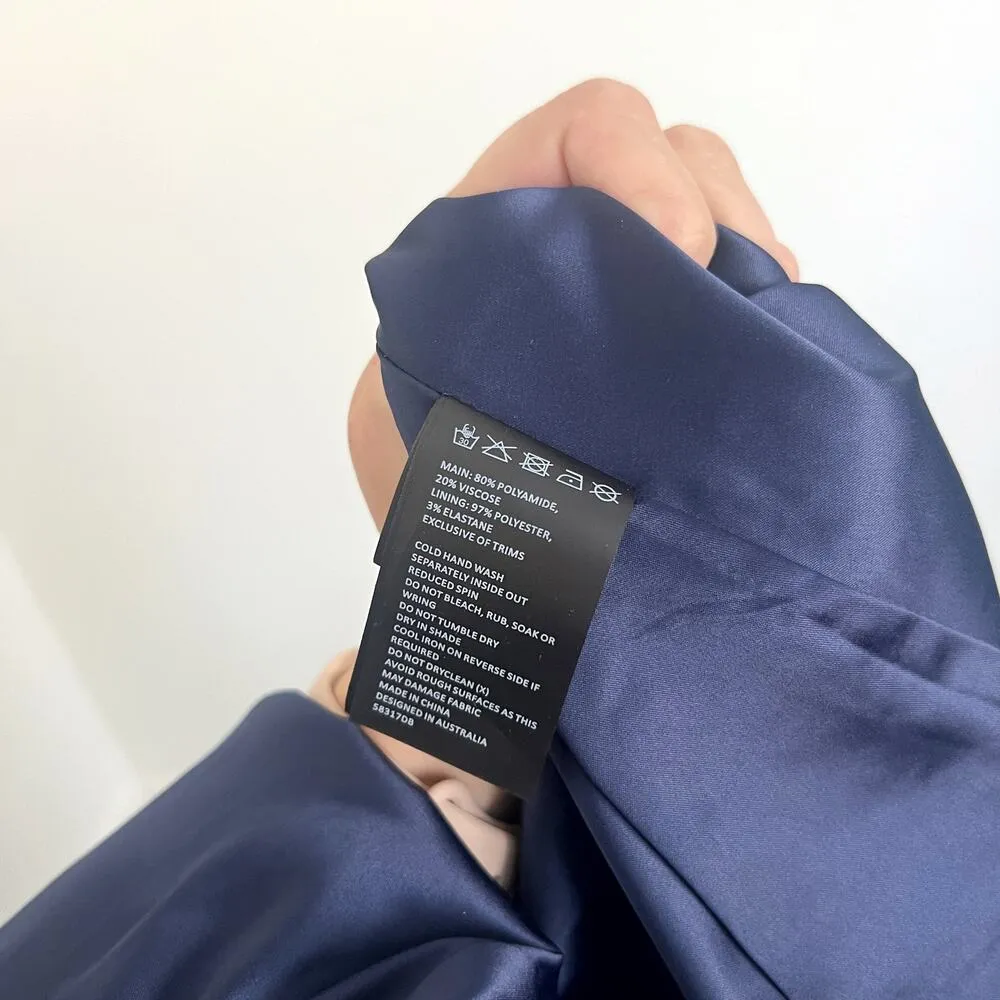 [Bardot] Navy Blue Deep V-Neck Venice Floral Lace Tiered Mini Dress Size Large L - Image 13