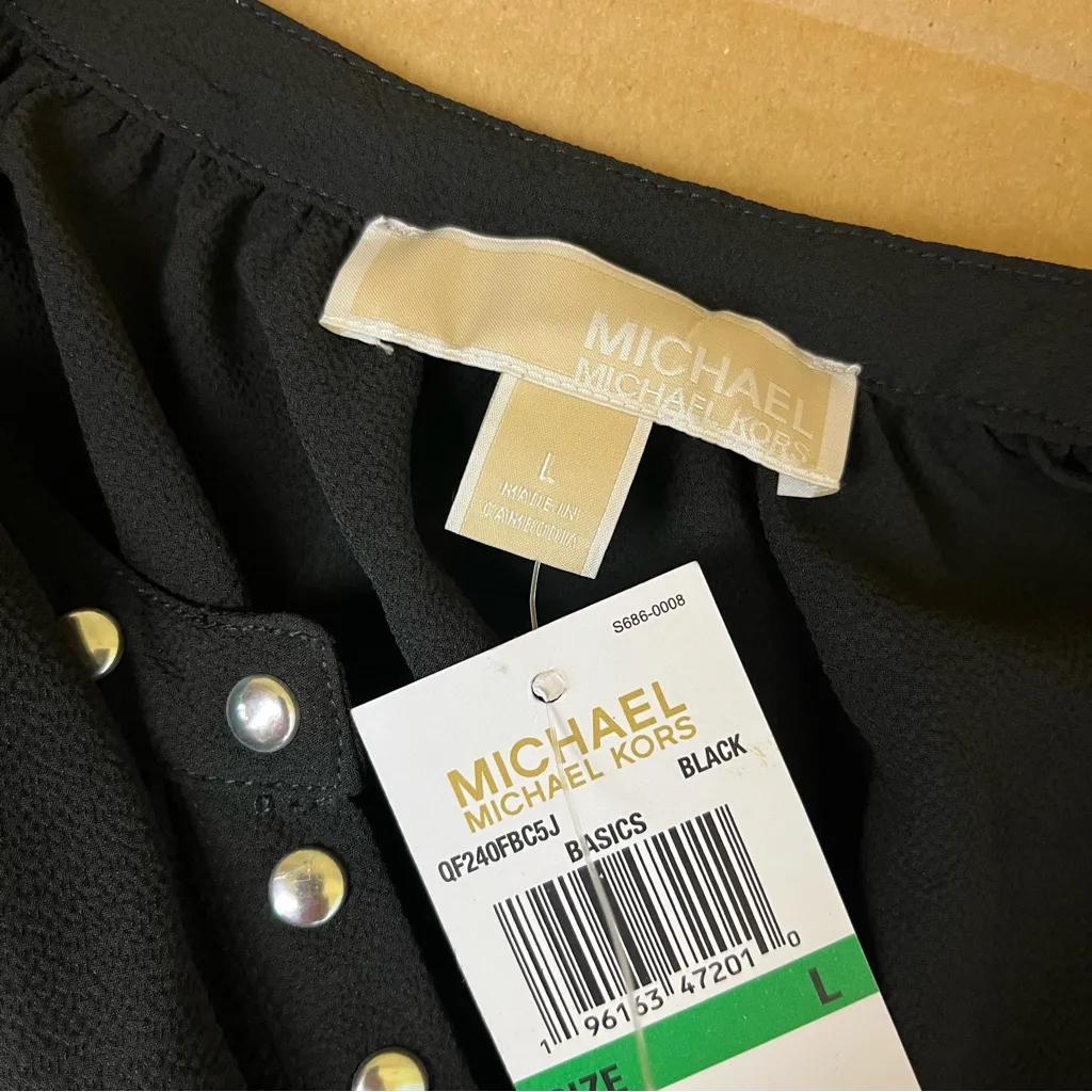 Michael Michael Kors Black Gold Studded Top Size L - Image 6