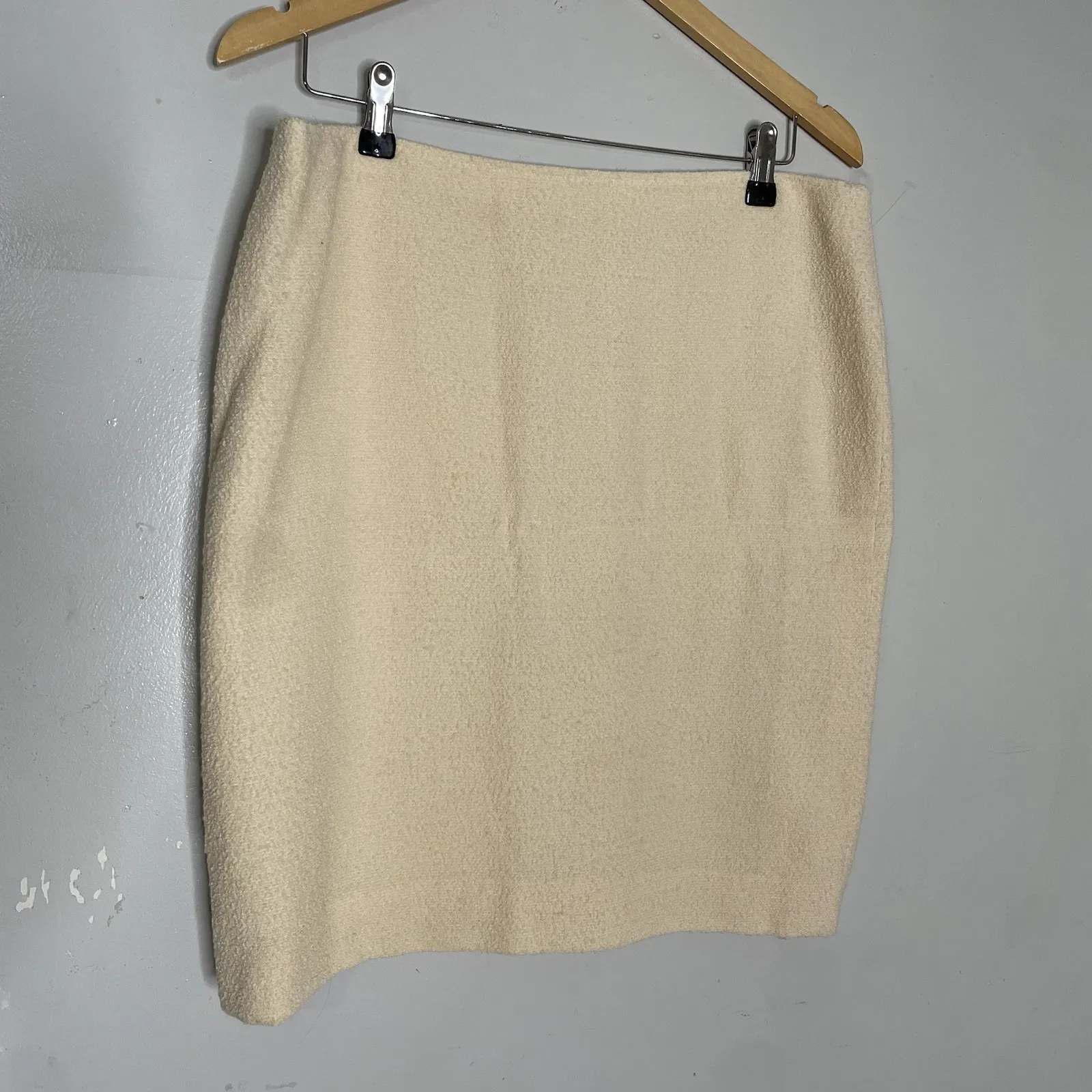 Oscar de la Renta Cream Wool Blend Boucle Skirt Women's Sz 16 Lined - Image 2