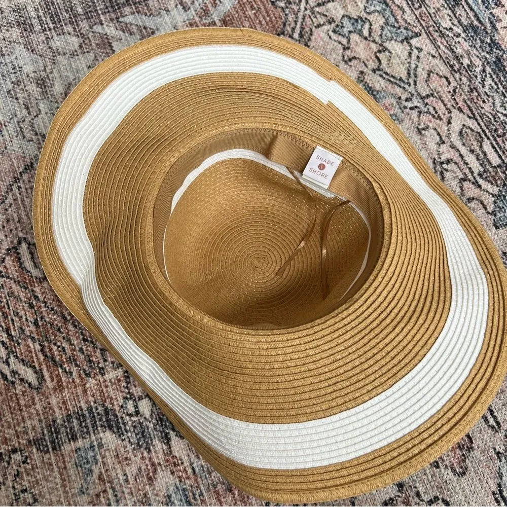NWT Shade & Shore Striped Sunhat Straw Floppy Beach Hat - Image 9