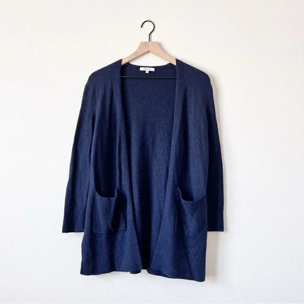 Madewell Kent Fuzzy Cardigan Merino Wool Alpaca Blend Navy Blue XXS - Image 4