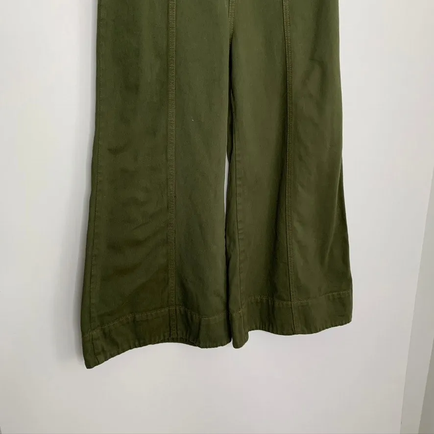 Farm Rio Wide Leg Pockets Twill Trousers Women's Size 38 Green Small - Image 6