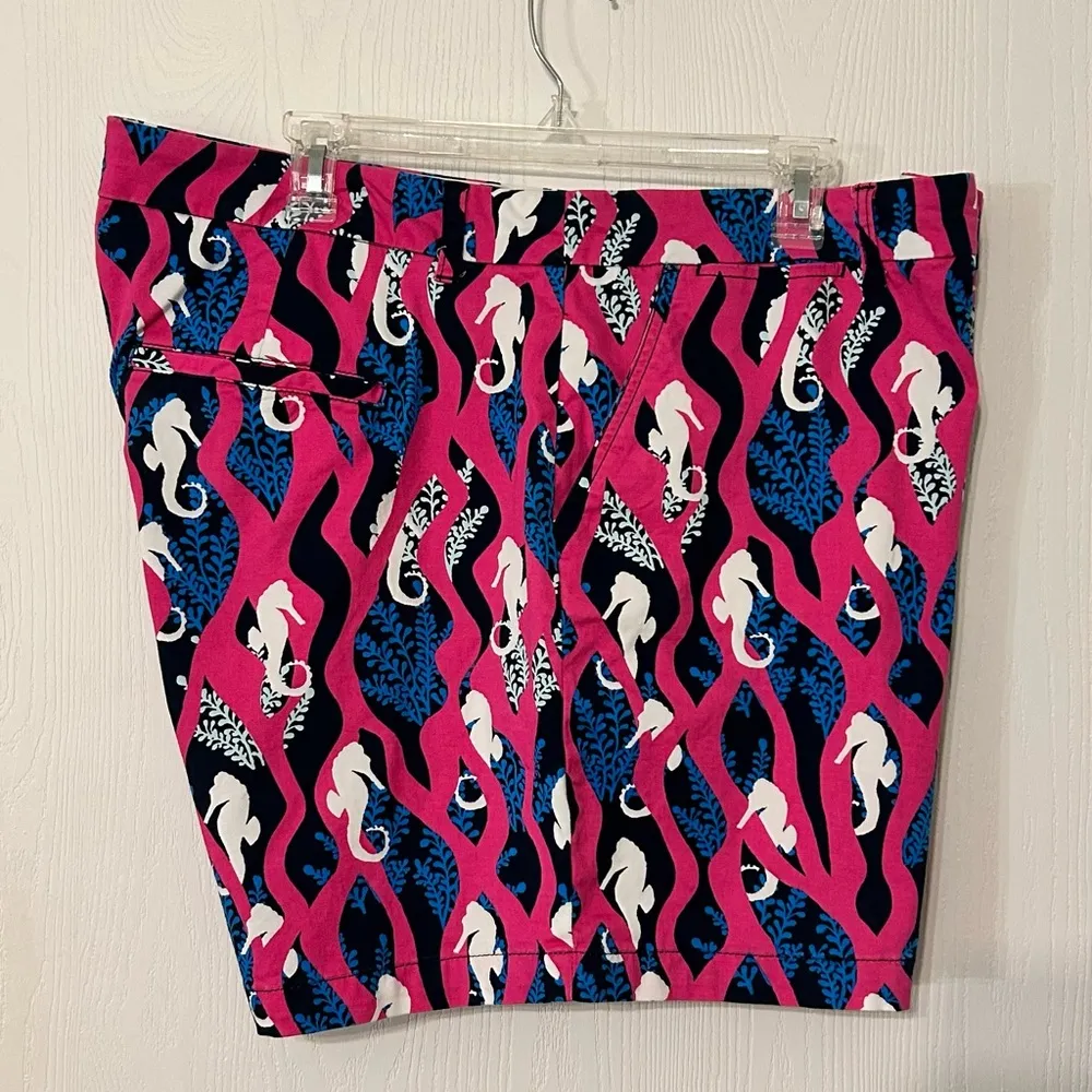 Crown & Ivy Pink and Blue Women's Shorts With Seahorse Print - Image 3