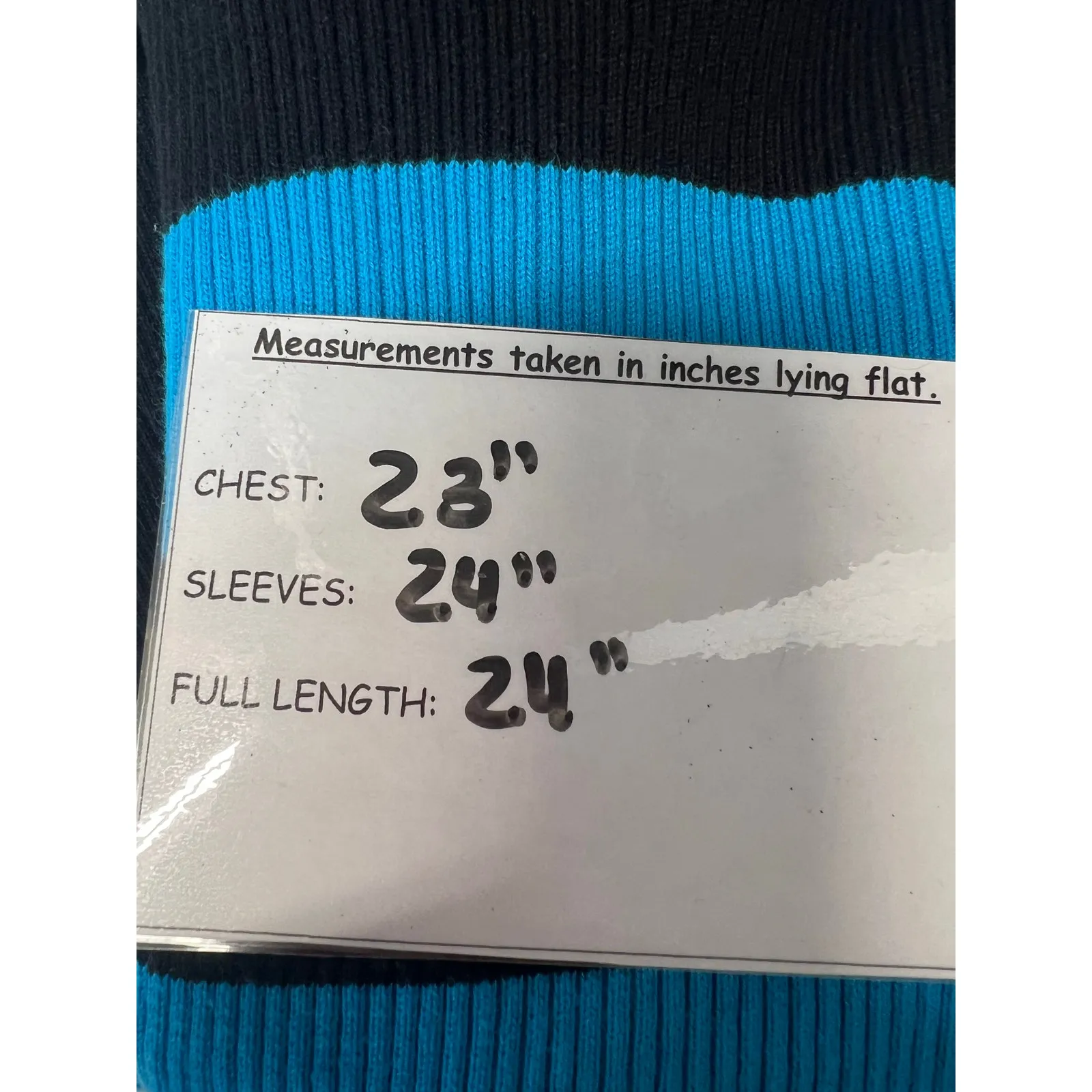 Lauren Ralph Lauren Black Turquoise Blue Striped Rib Turtleneck Sweater Medium - Image 4